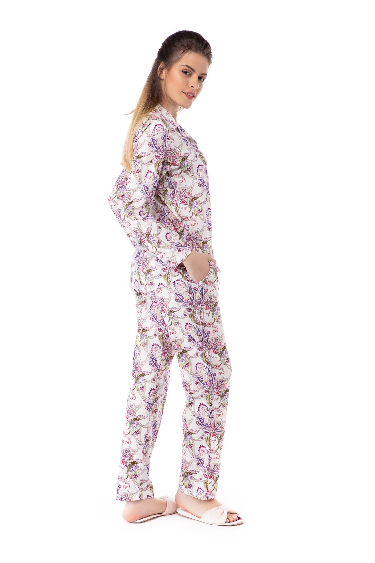Çiçekli Gömlek Bayan Pijama Takım
