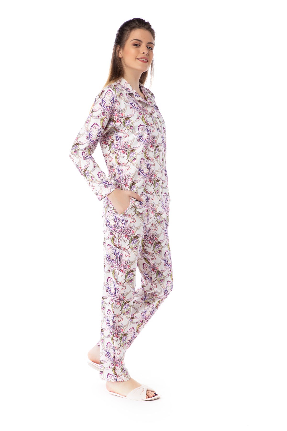 Çiçekli Gömlek Bayan Pijama Takım