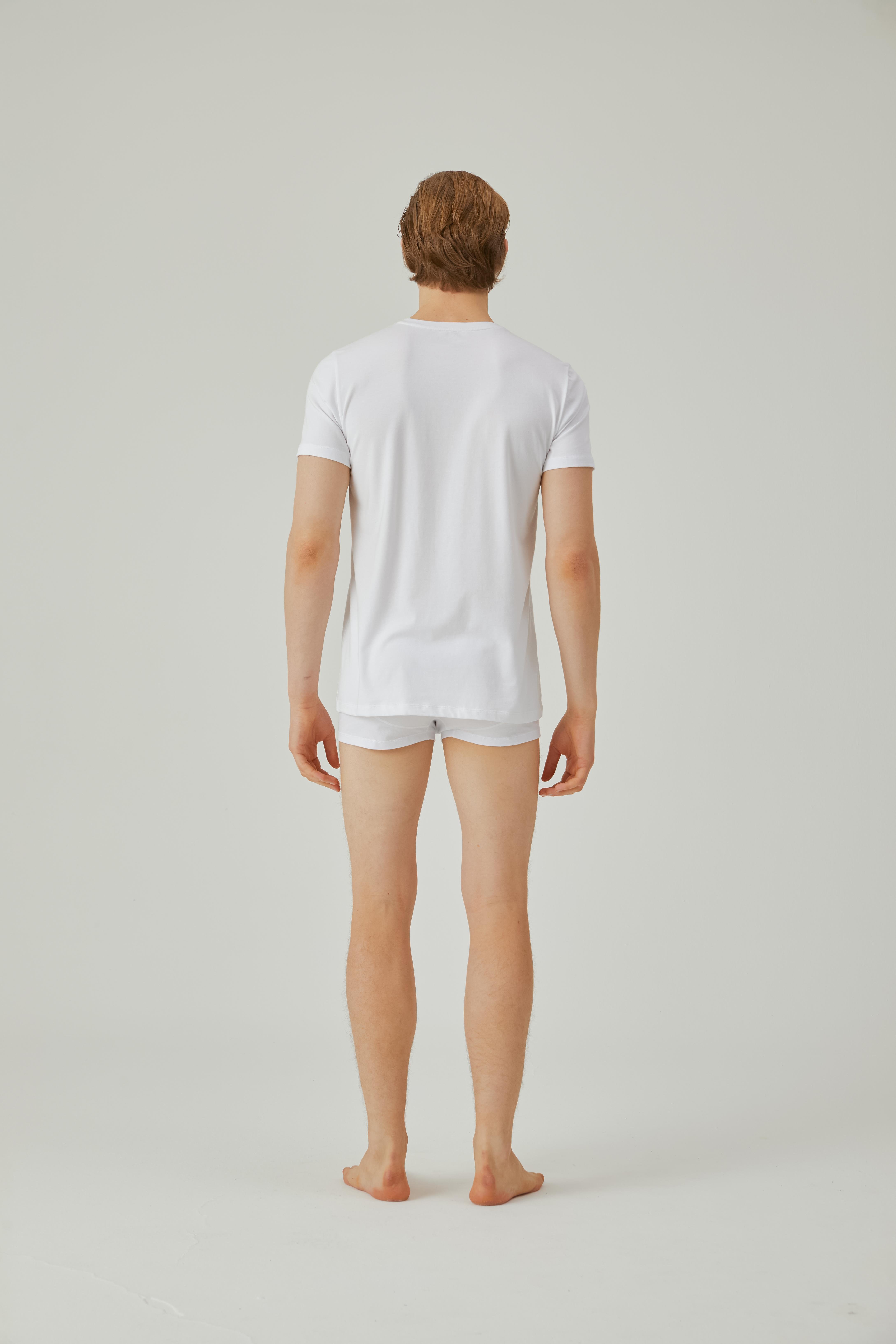 Erkek Beyaz Yuvarlak Yaka Fanila