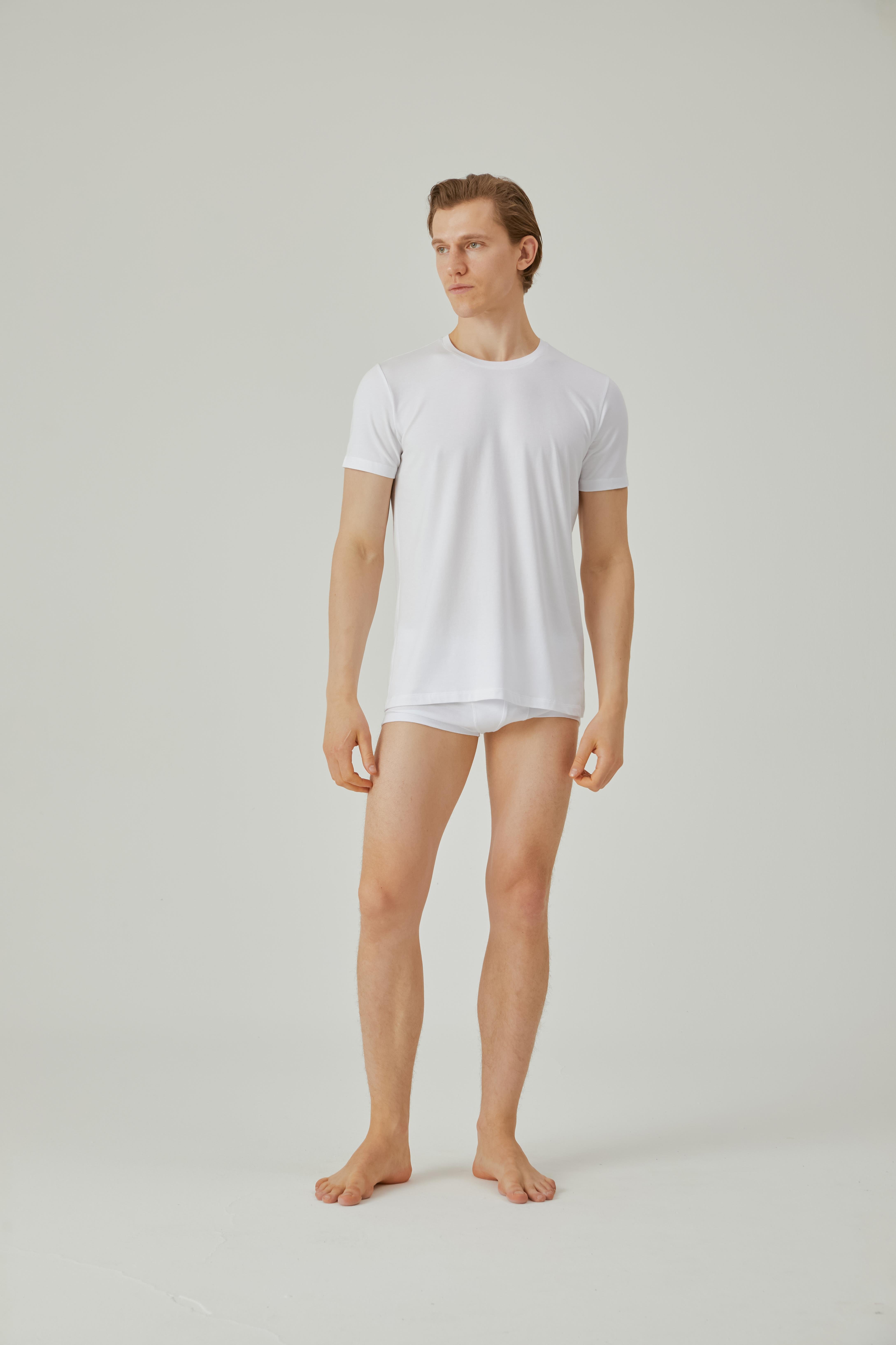 Erkek Beyaz Yuvarlak Yaka Fanila