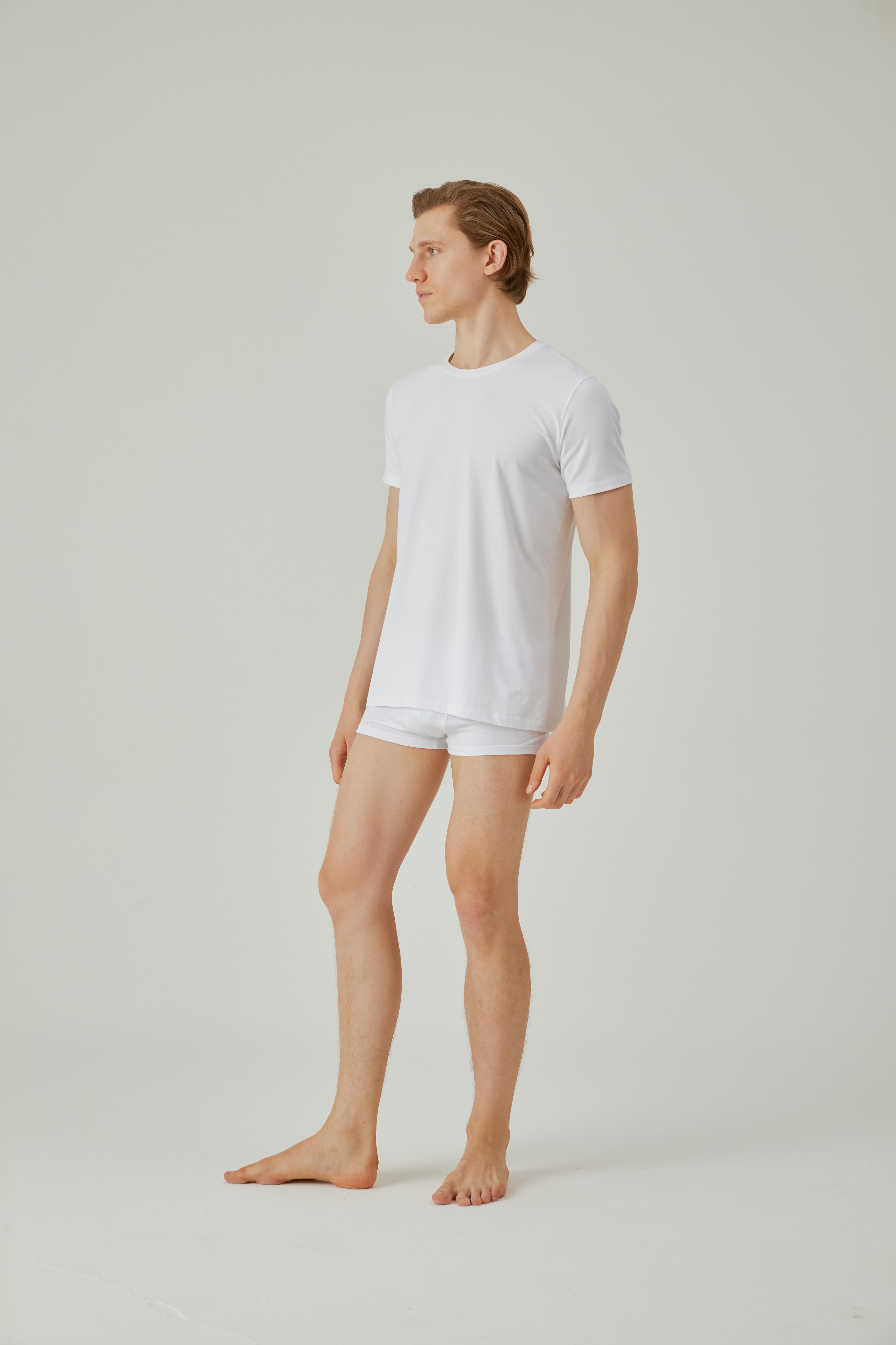 Erkek Beyaz Yuvarlak Yaka Fanila