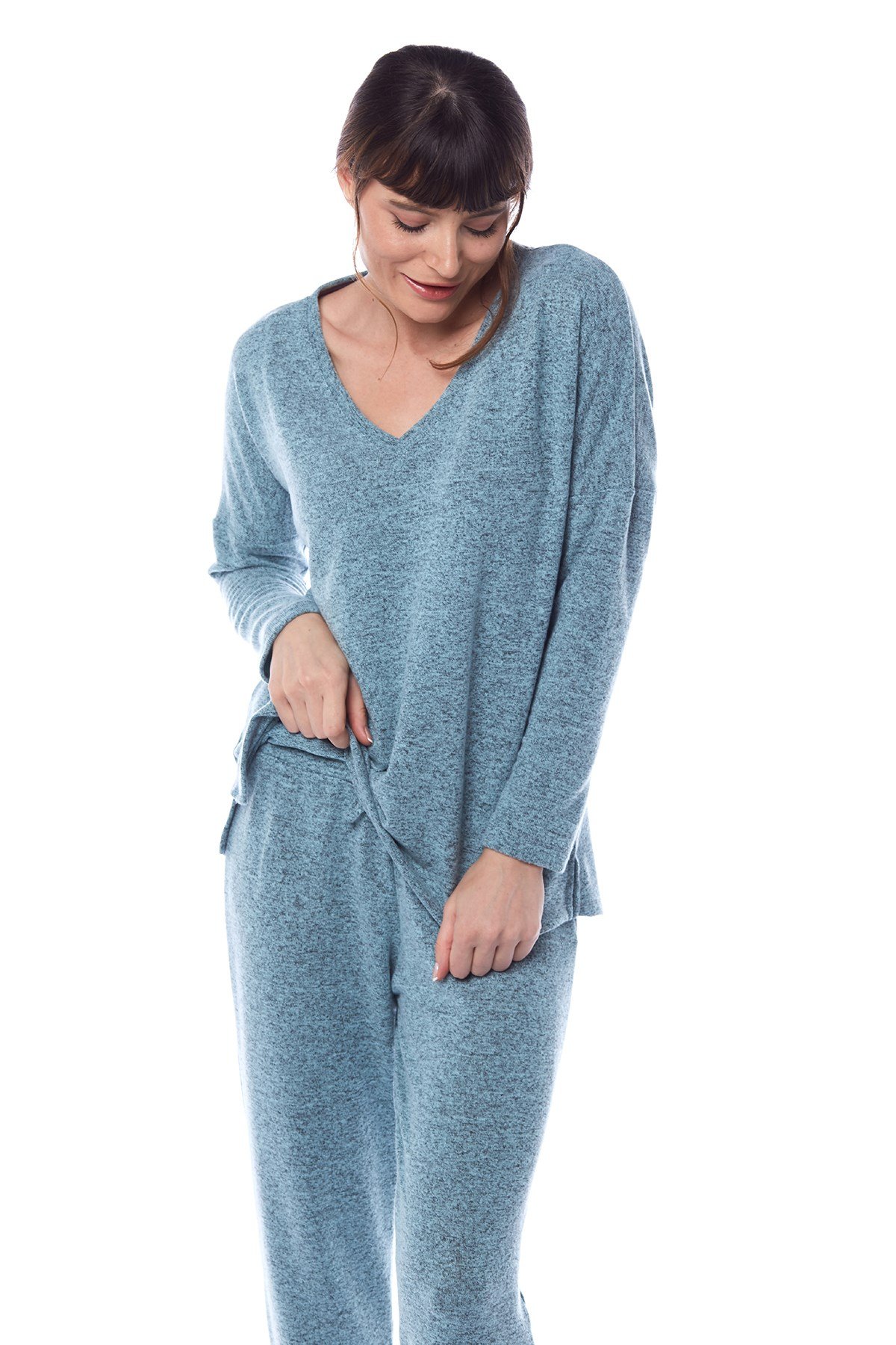 Kadın Yeşil Melanj Spor Pijama Takımı