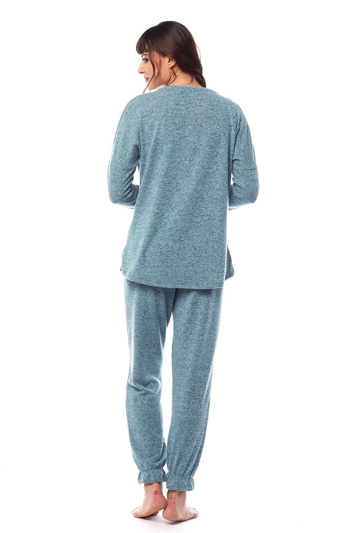 Kadın Yeşil Melanj Spor Pijama Takımı