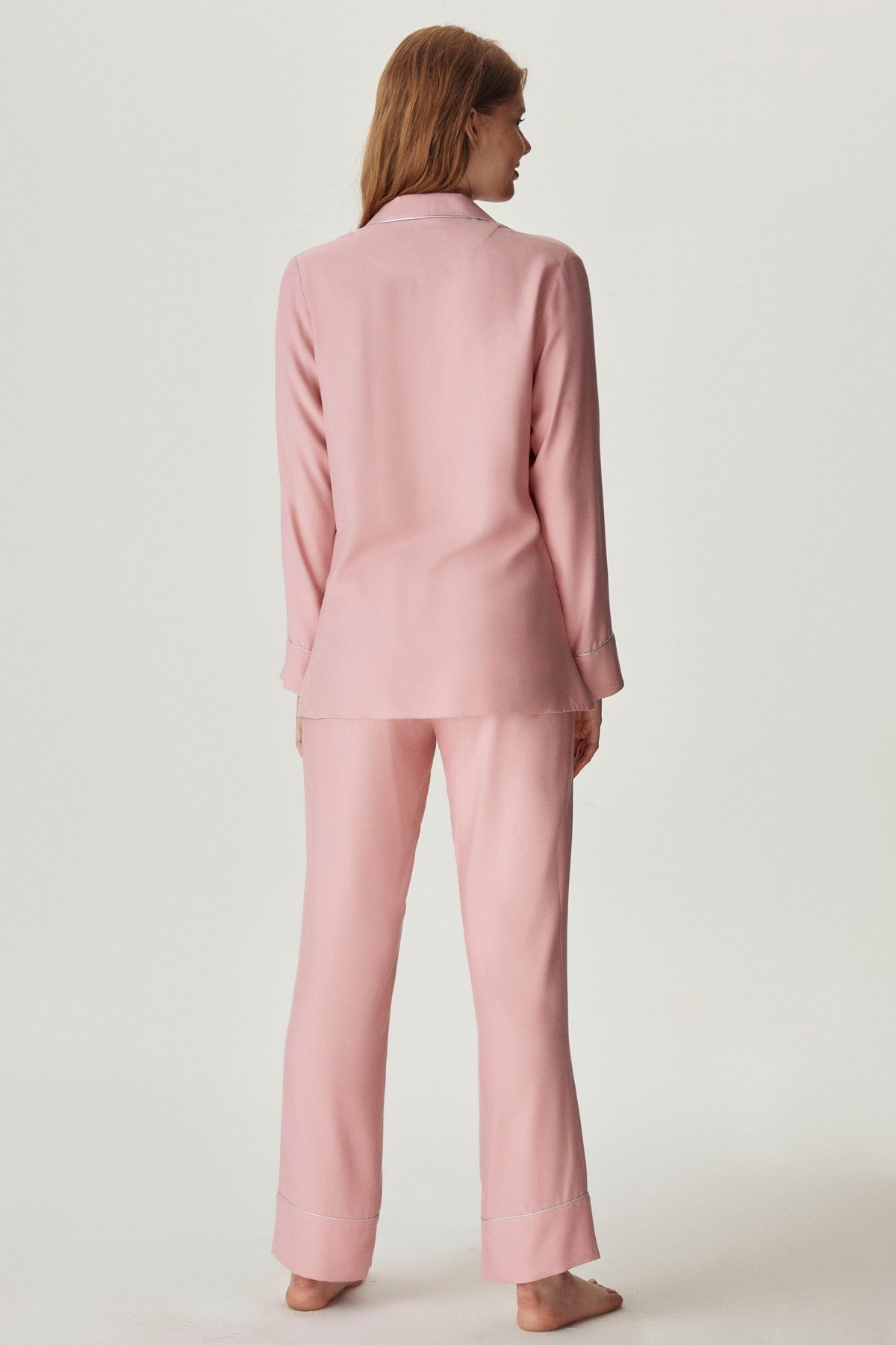 Pembe Viskon Varak Biyeli Pijama Takımı