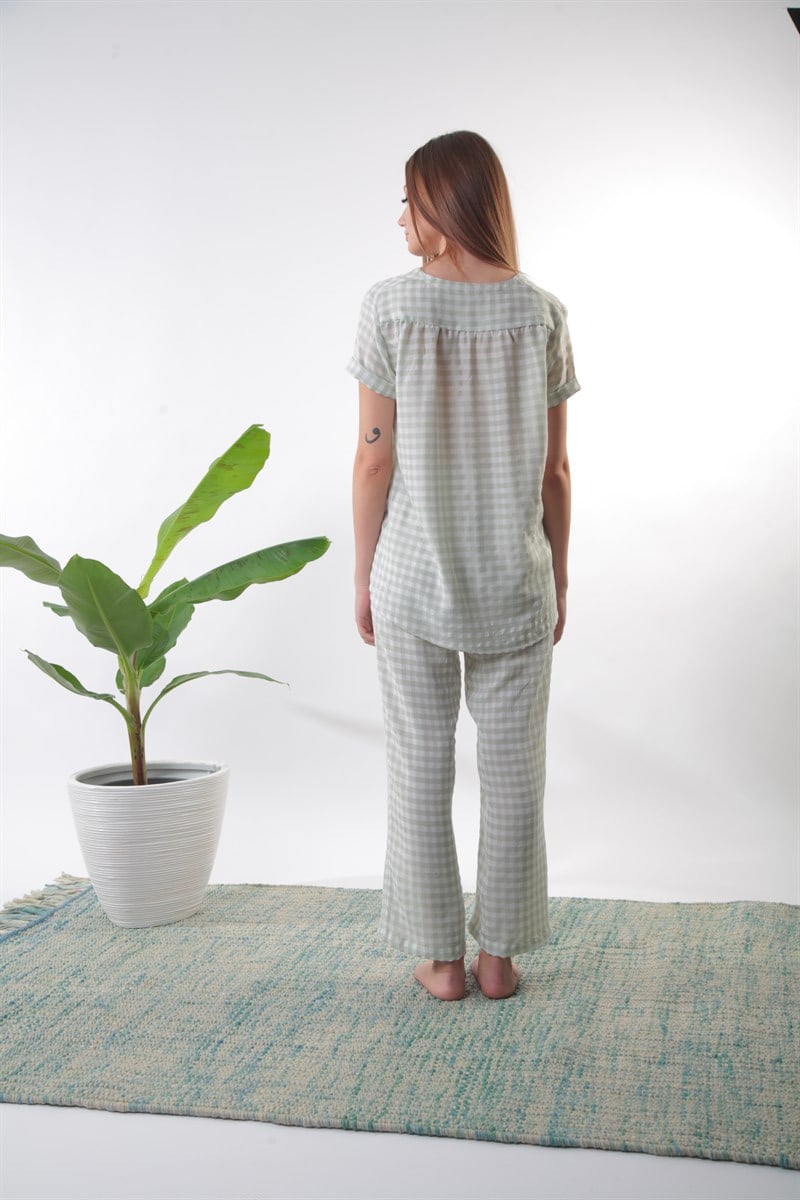 Yeşil Pötikare Robalı Pijama Takımı