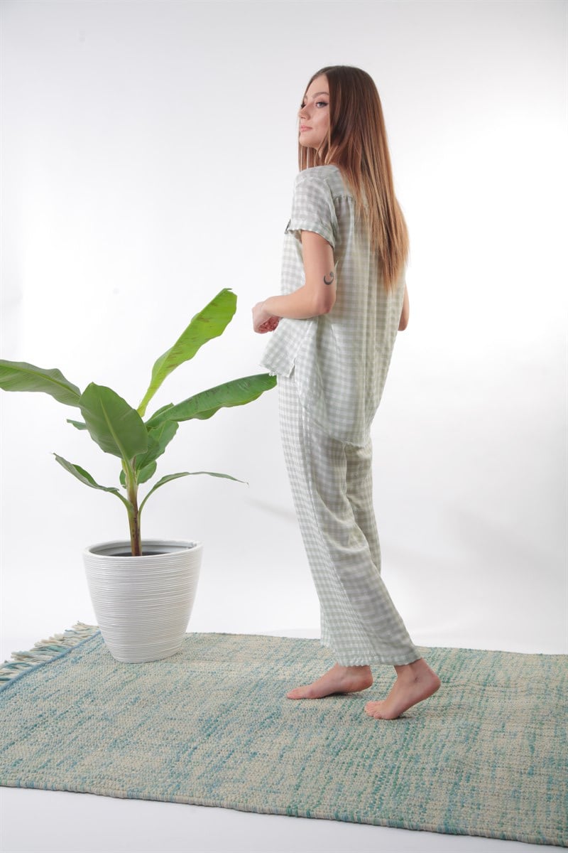 Yeşil Pötikare Robalı Pijama Takımı
