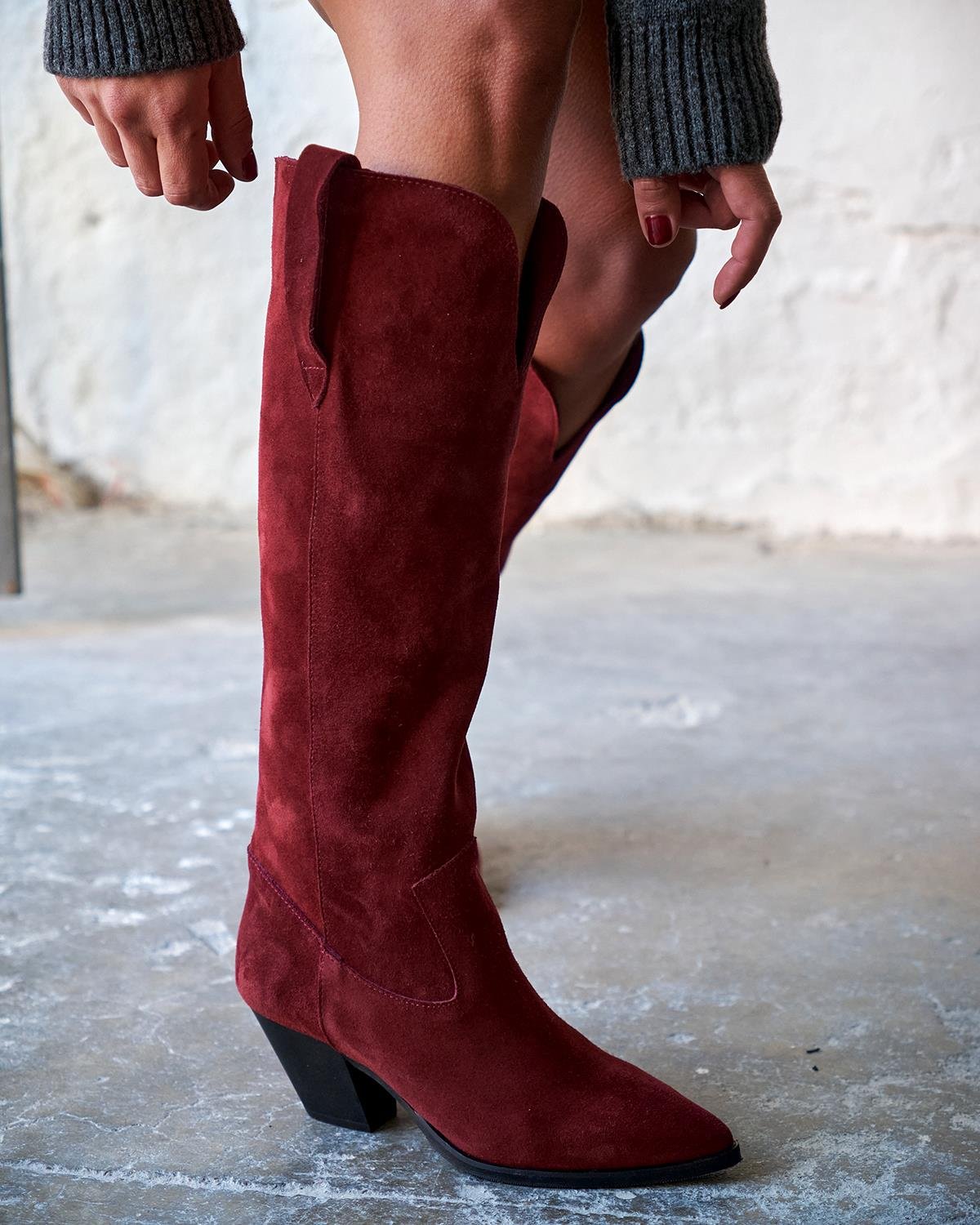 ALİSTAR BORDO SÜET KOVBOY ÇİZME