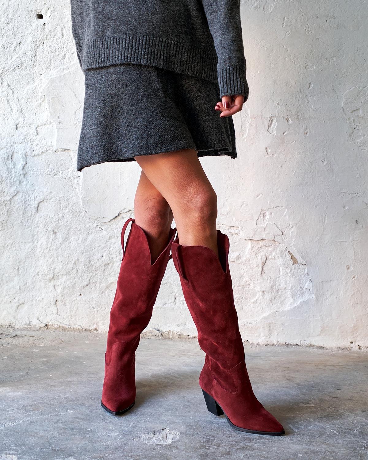 ALİSTAR BORDO SÜET KOVBOY ÇİZME