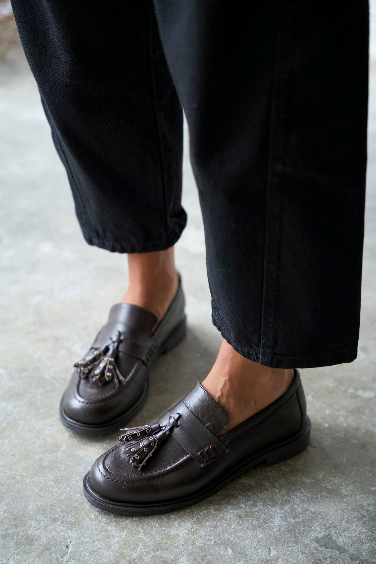 BREDA KAHVE DERİ MAKOSEN