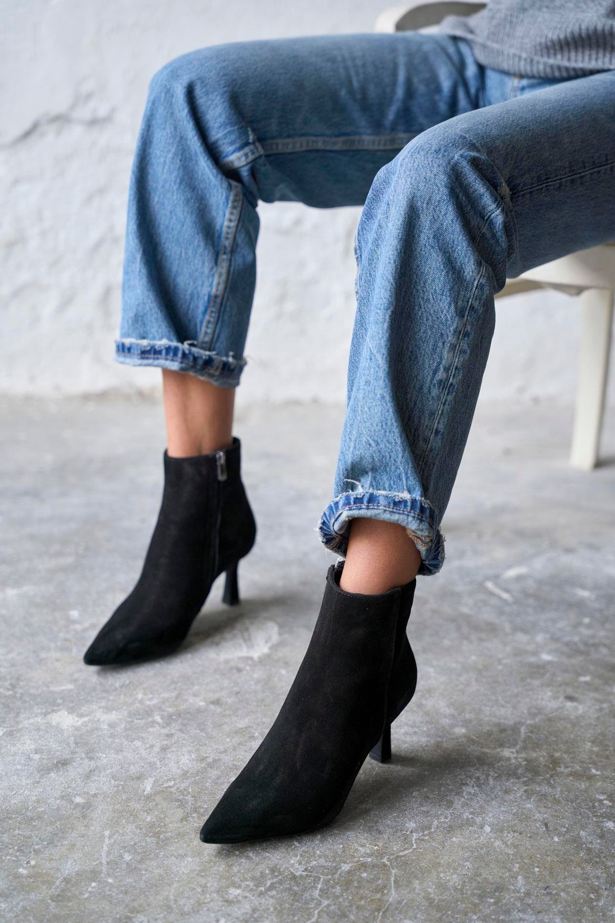 BRETZ SİYAH SÜET TOPUKLU BOT