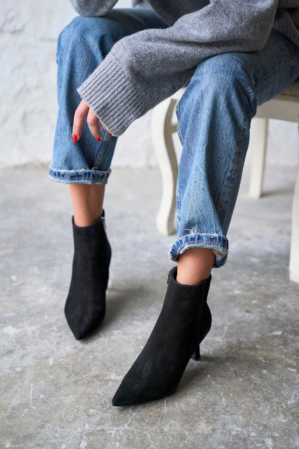 BRETZ SİYAH SÜET TOPUKLU BOT