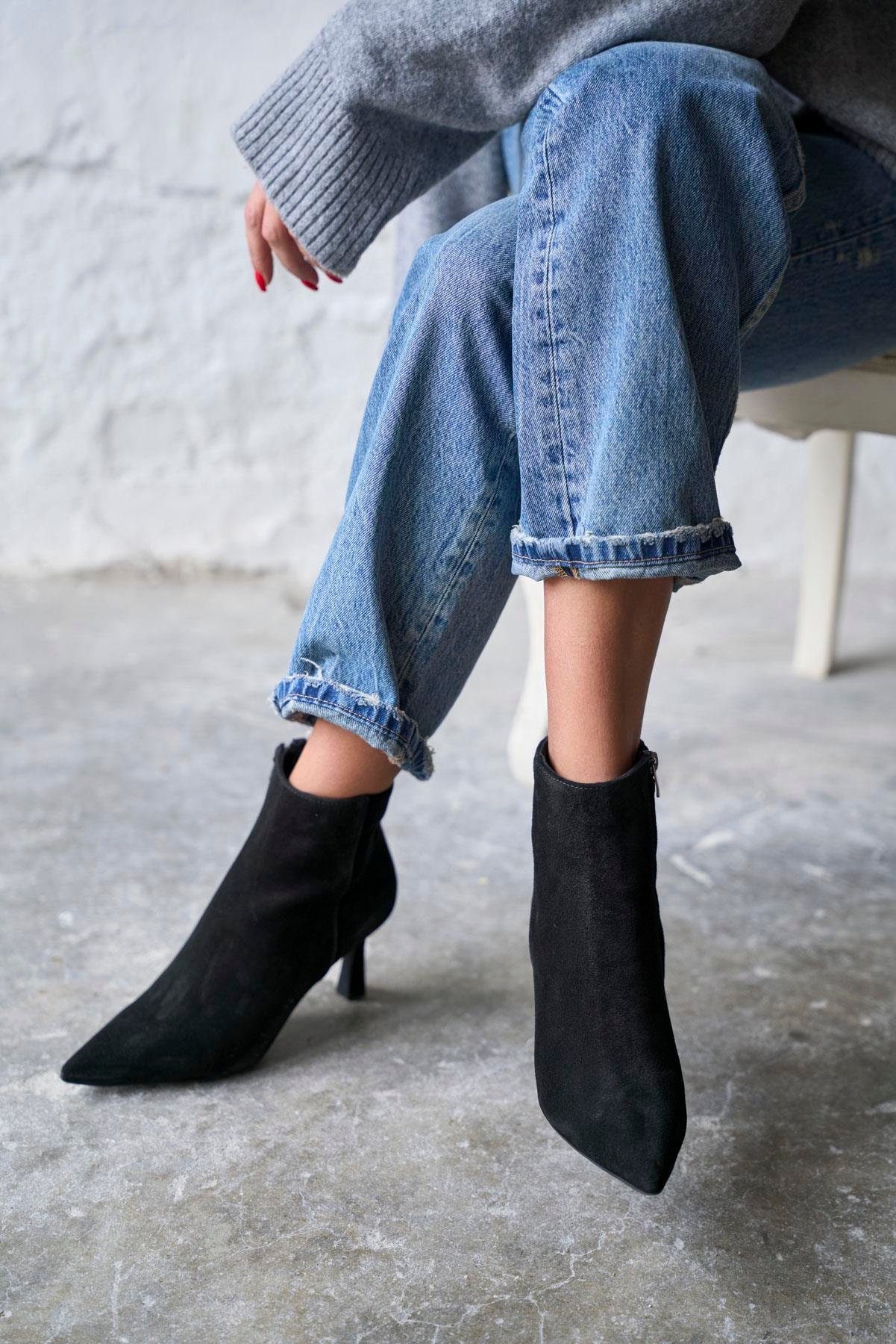 BRETZ SİYAH SÜET TOPUKLU BOT