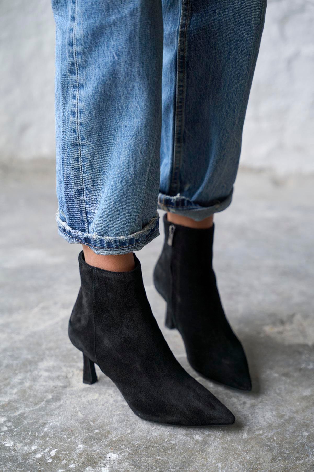 BRETZ SİYAH SÜET TOPUKLU BOT