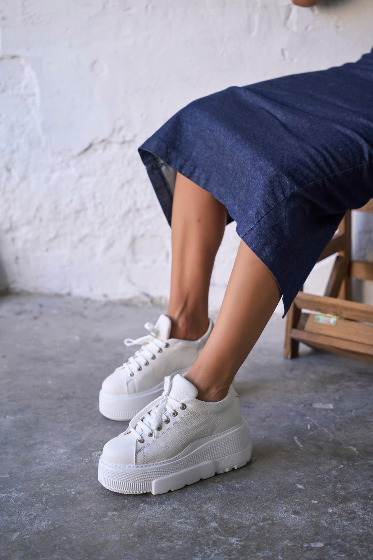 BRİEN BEYAZ DERİ SPOR AYAKKABI 