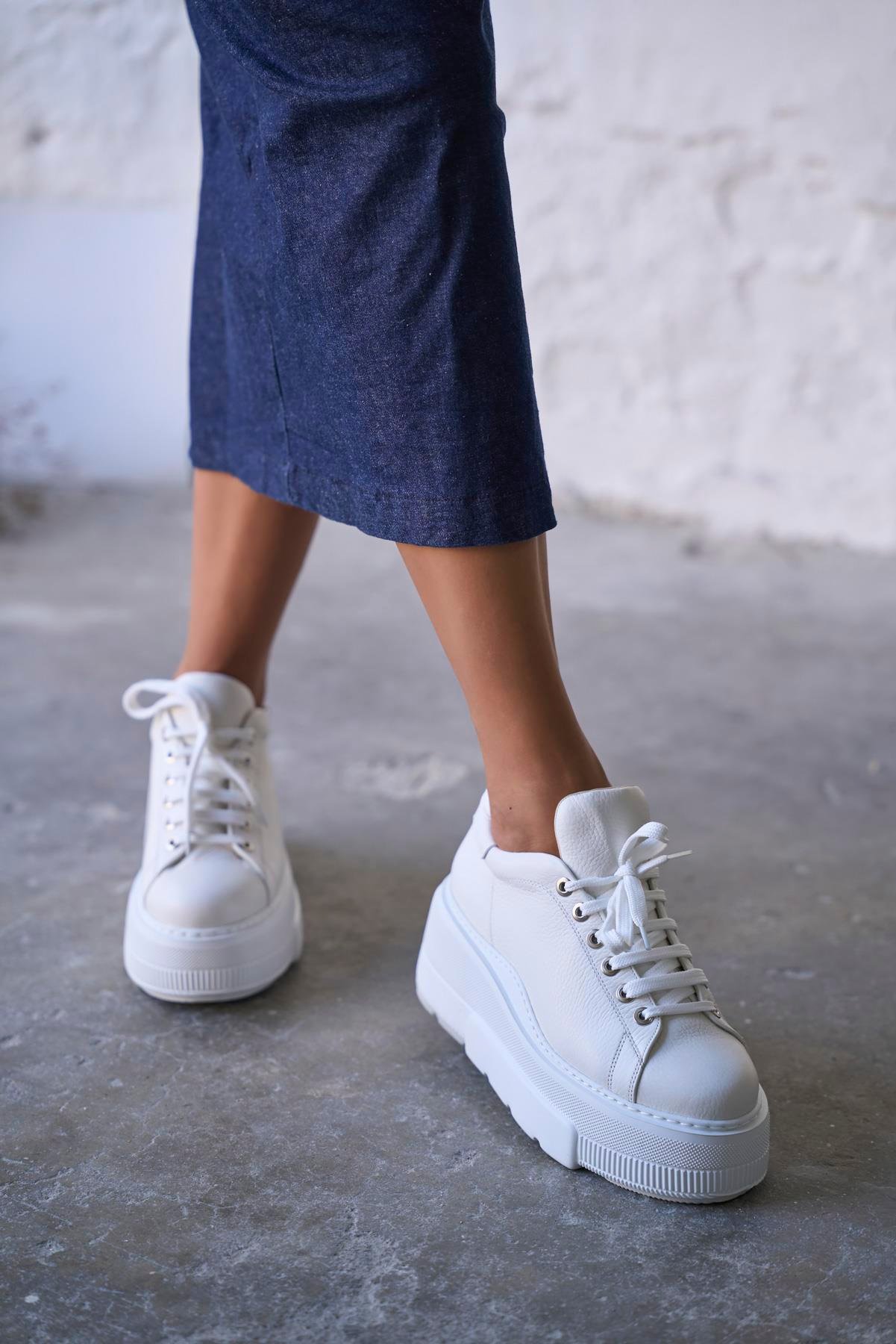 BRİEN BEYAZ DERİ SPOR AYAKKABI 