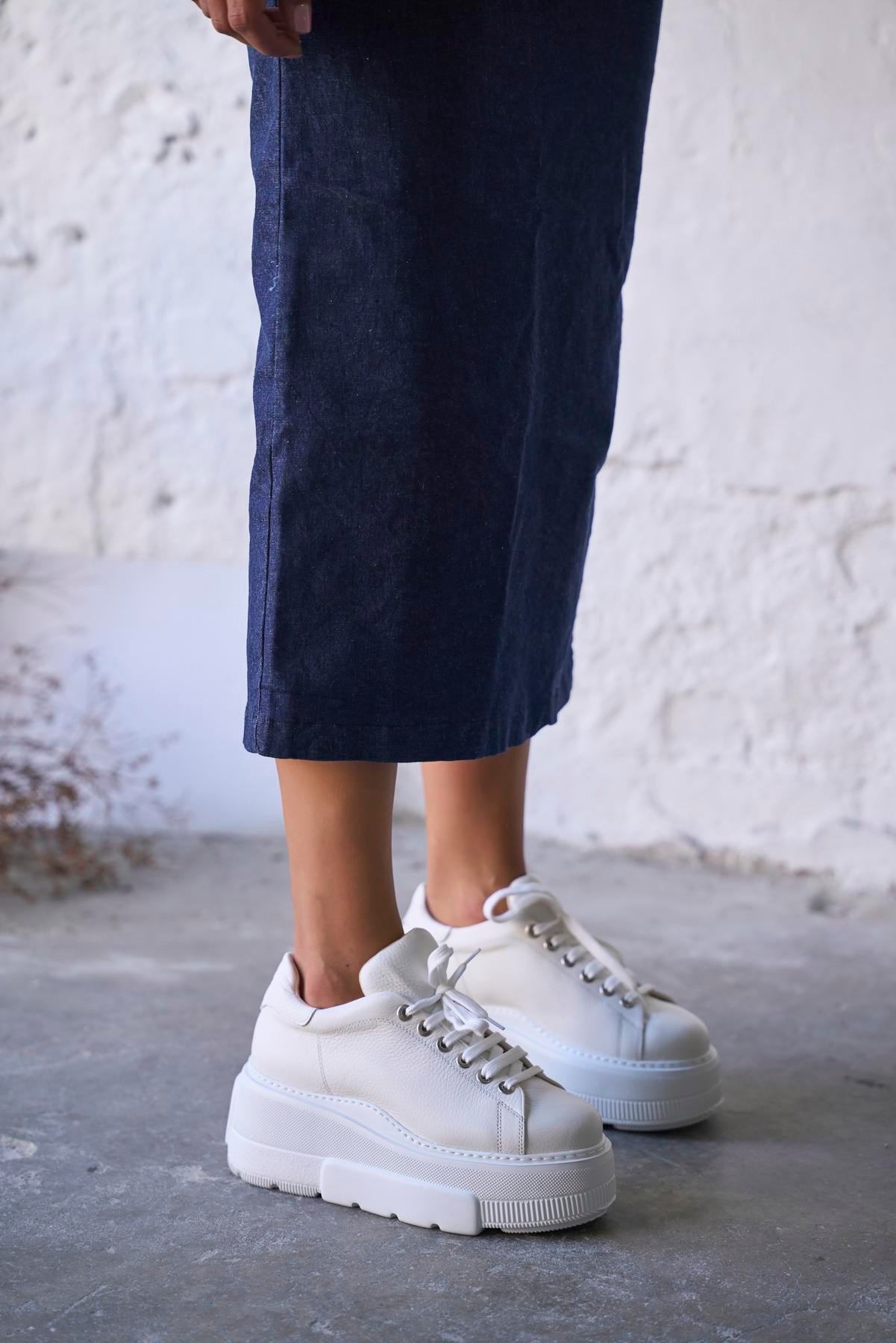 BRİEN BEYAZ DERİ SPOR AYAKKABI 