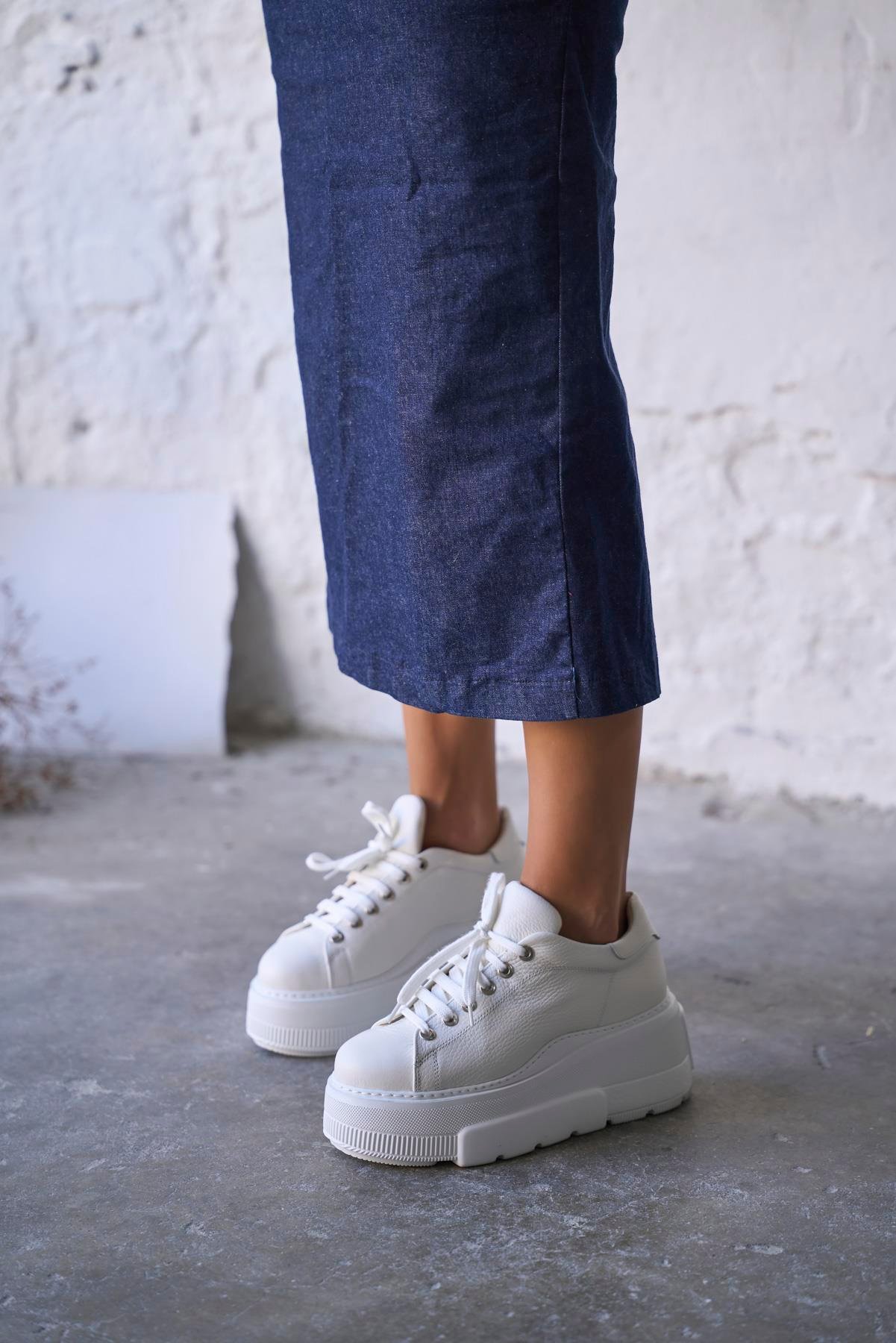 BRİEN BEYAZ DERİ SPOR AYAKKABI 