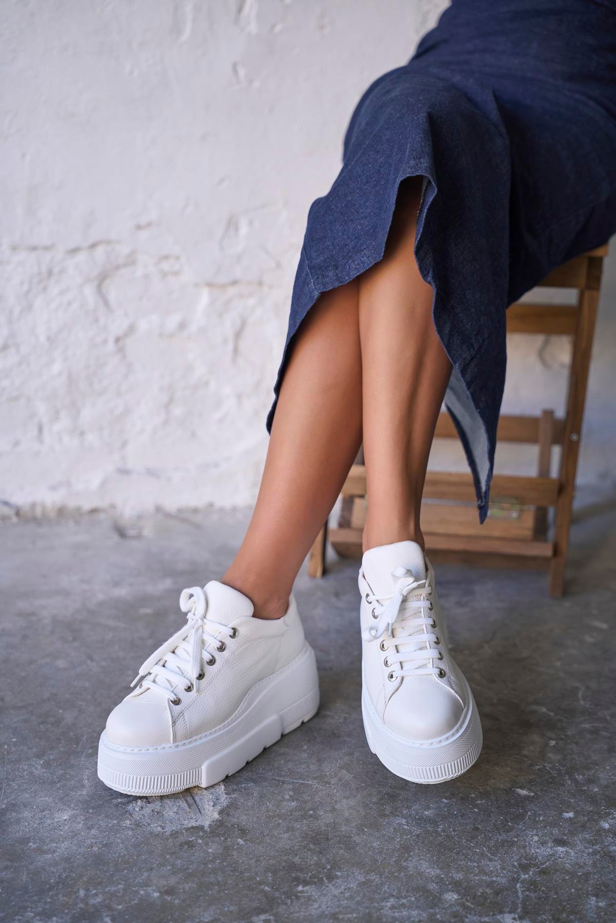 BRİEN BEYAZ DERİ SPOR AYAKKABI 