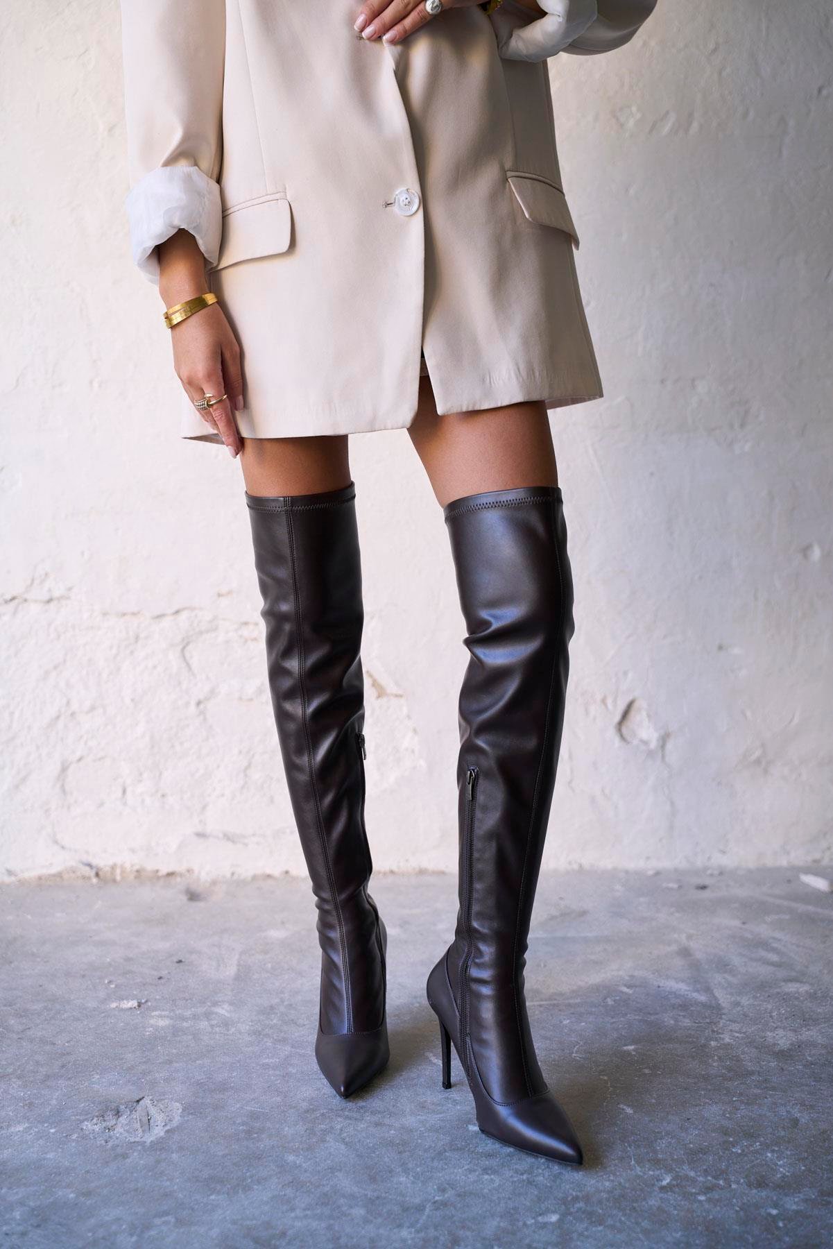 CELVİE KAHVE STREÇ ÇİZME