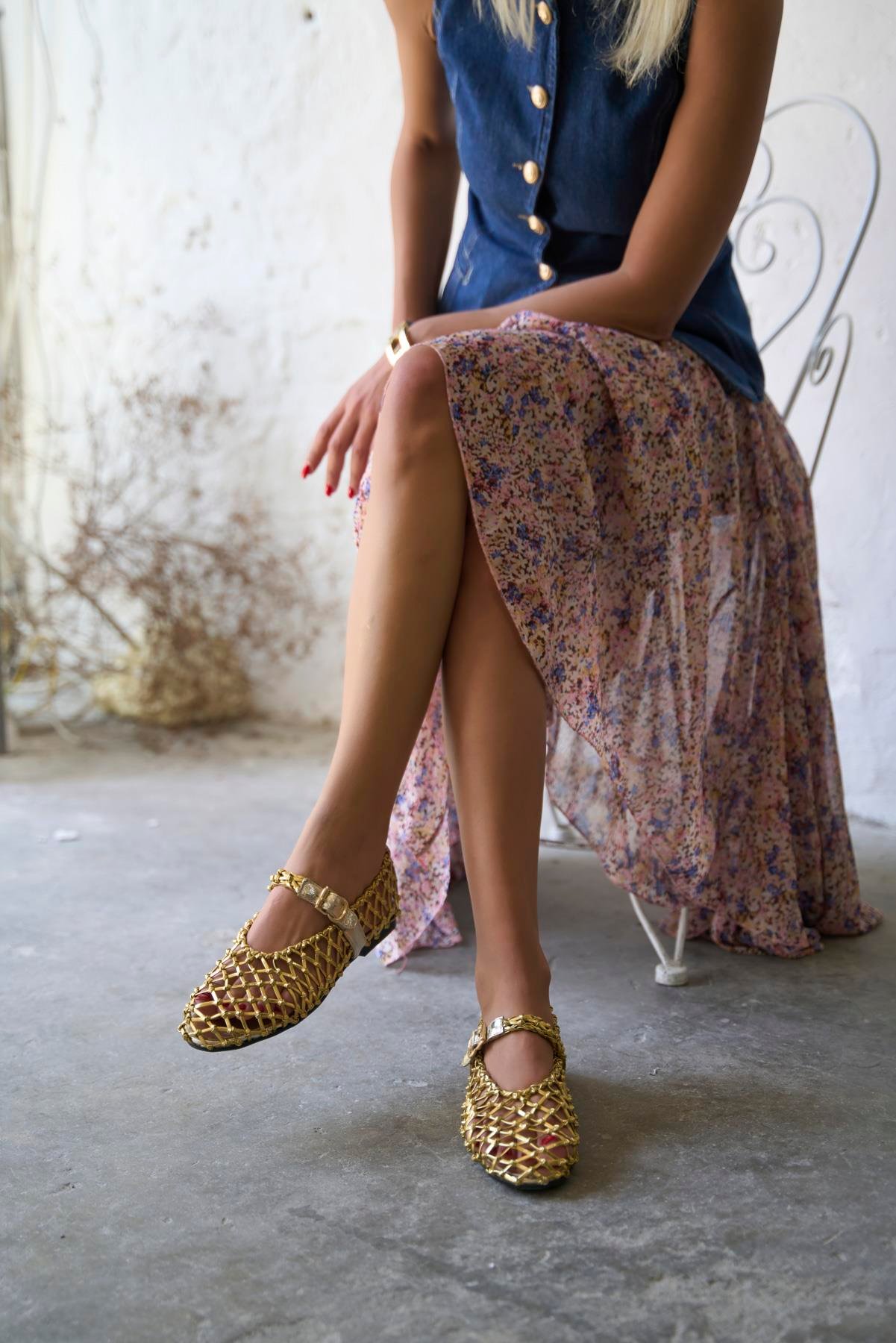 COLBY GOLD DERİ BABET