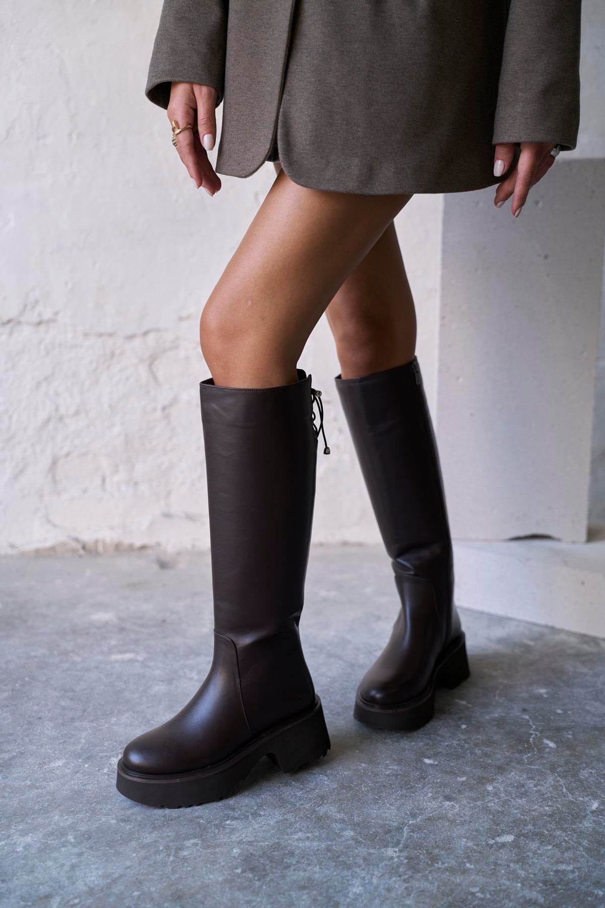 COVA KAHVE DERİ ÇİZME