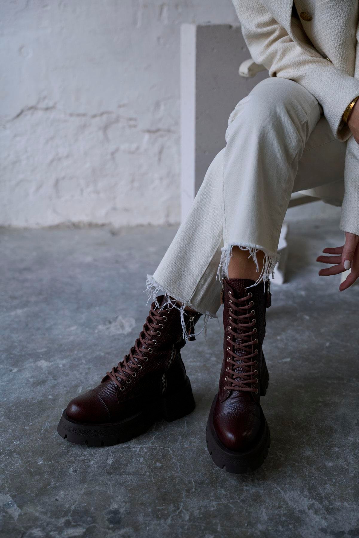 DUVRA KAHVE DERİ BOT