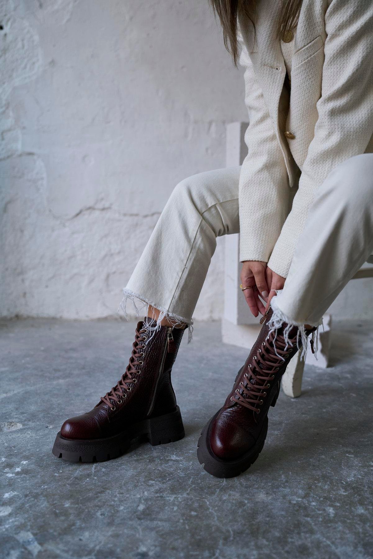 DUVRA KAHVE DERİ BOT