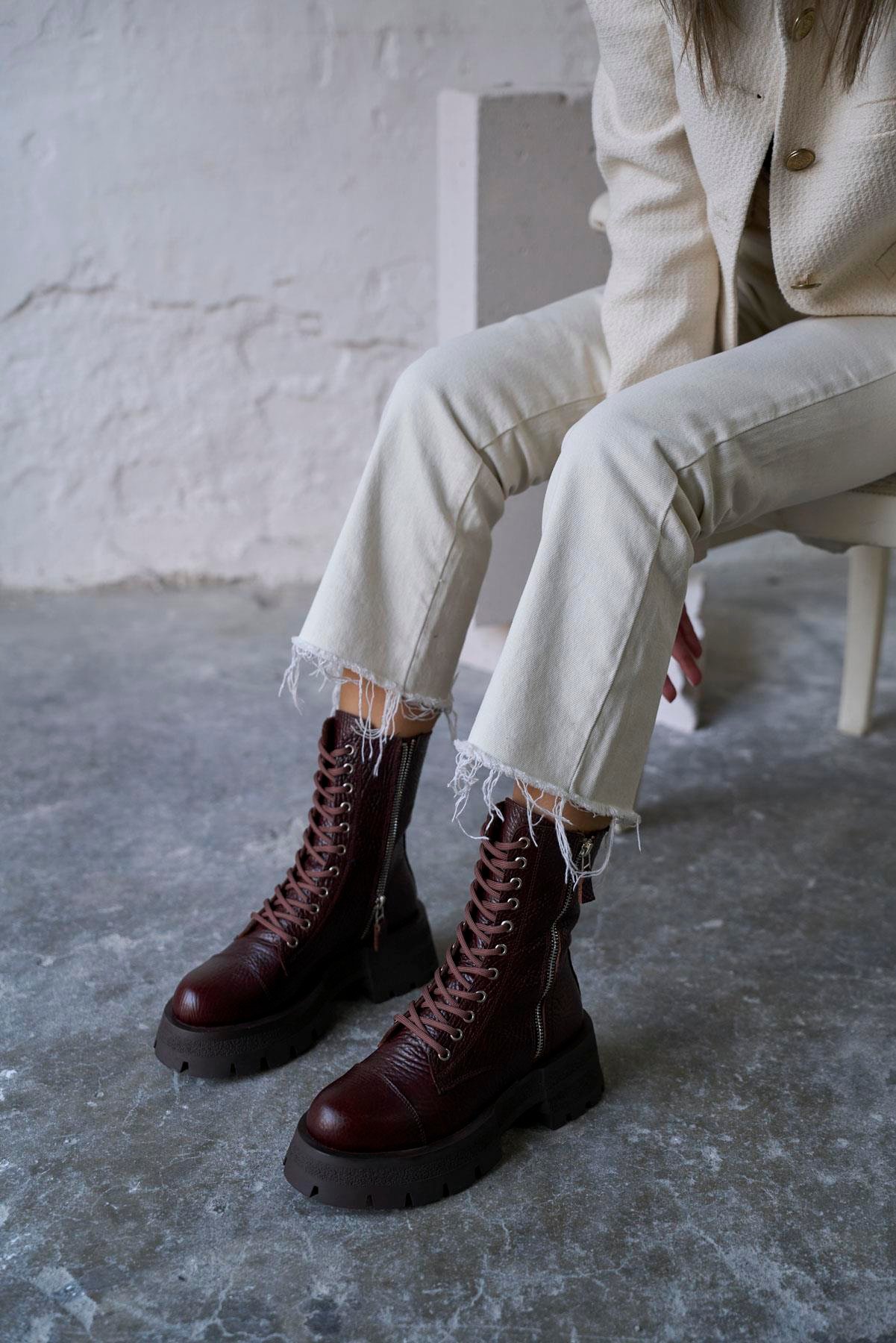 DUVRA KAHVE DERİ BOT