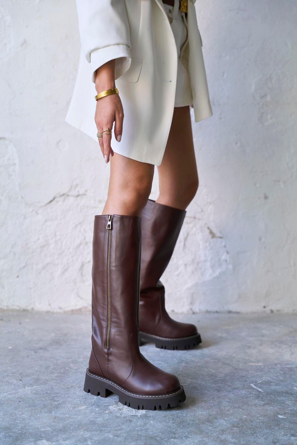 ELAR KAHVE DERİ ÇİZME