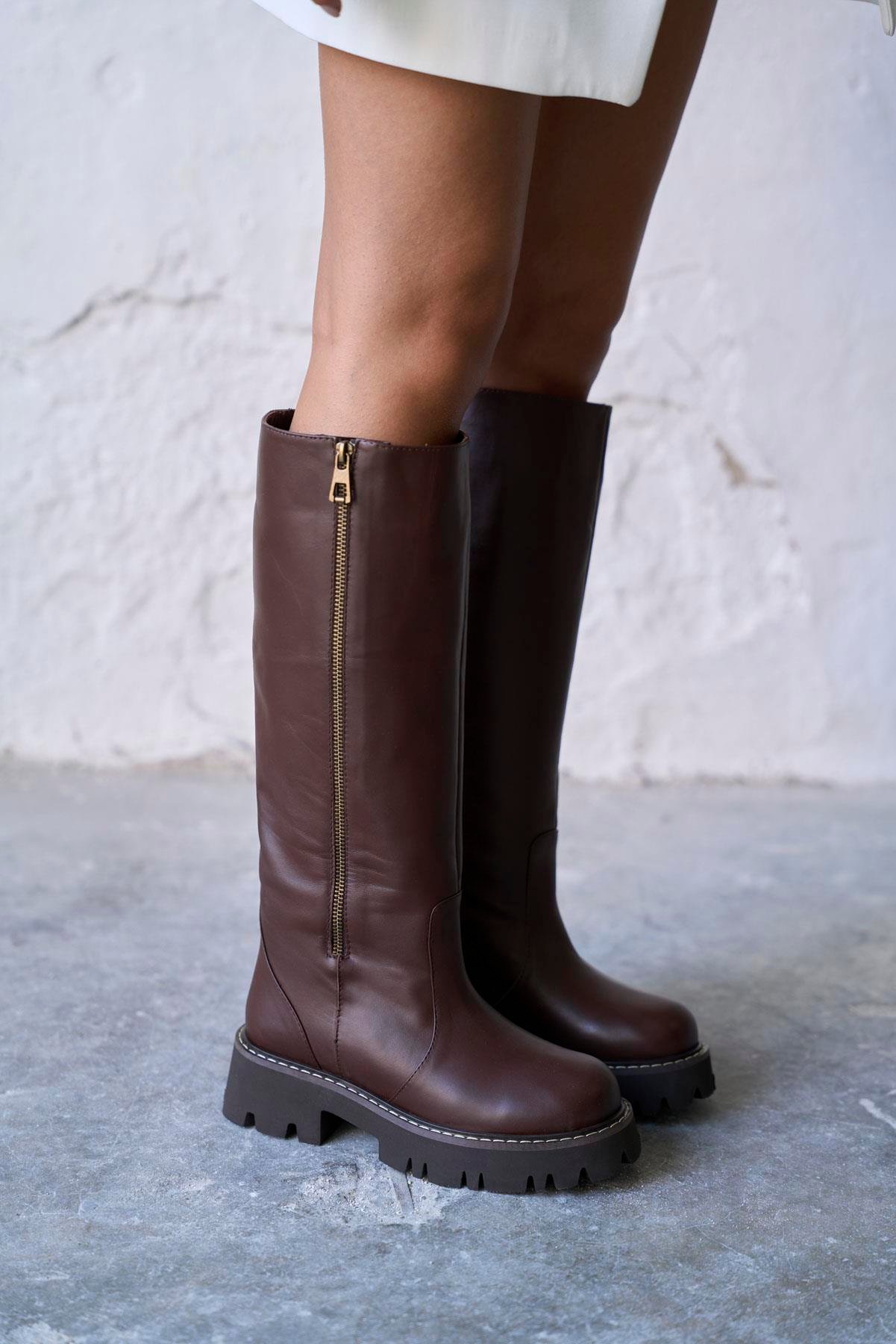 ELAR KAHVE DERİ ÇİZME