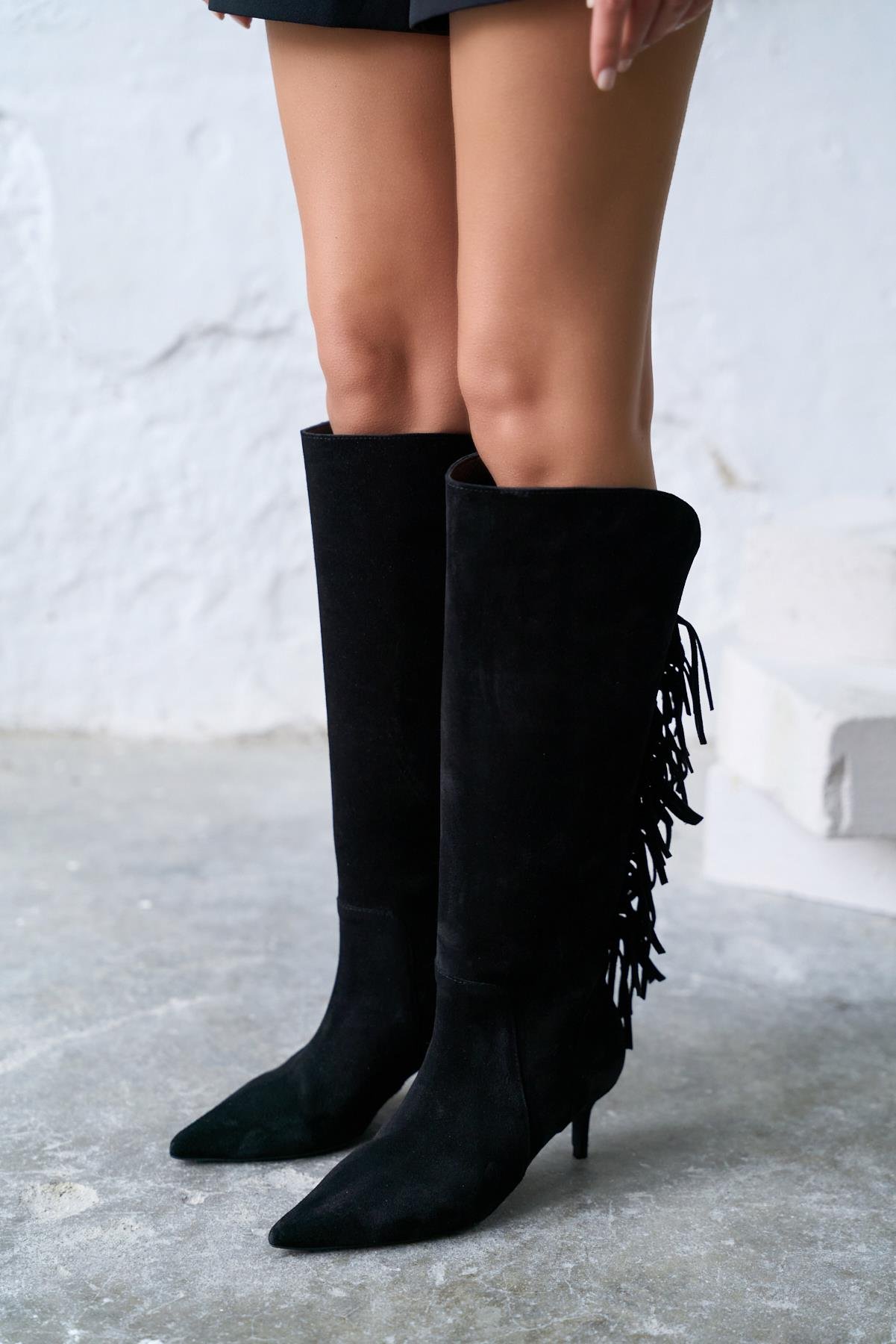 FORM SİYAH SÜET ÇİZME 