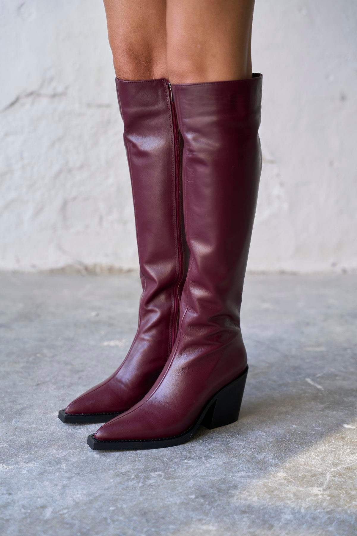 FRİEL BORDO DERİ ÇİZME 