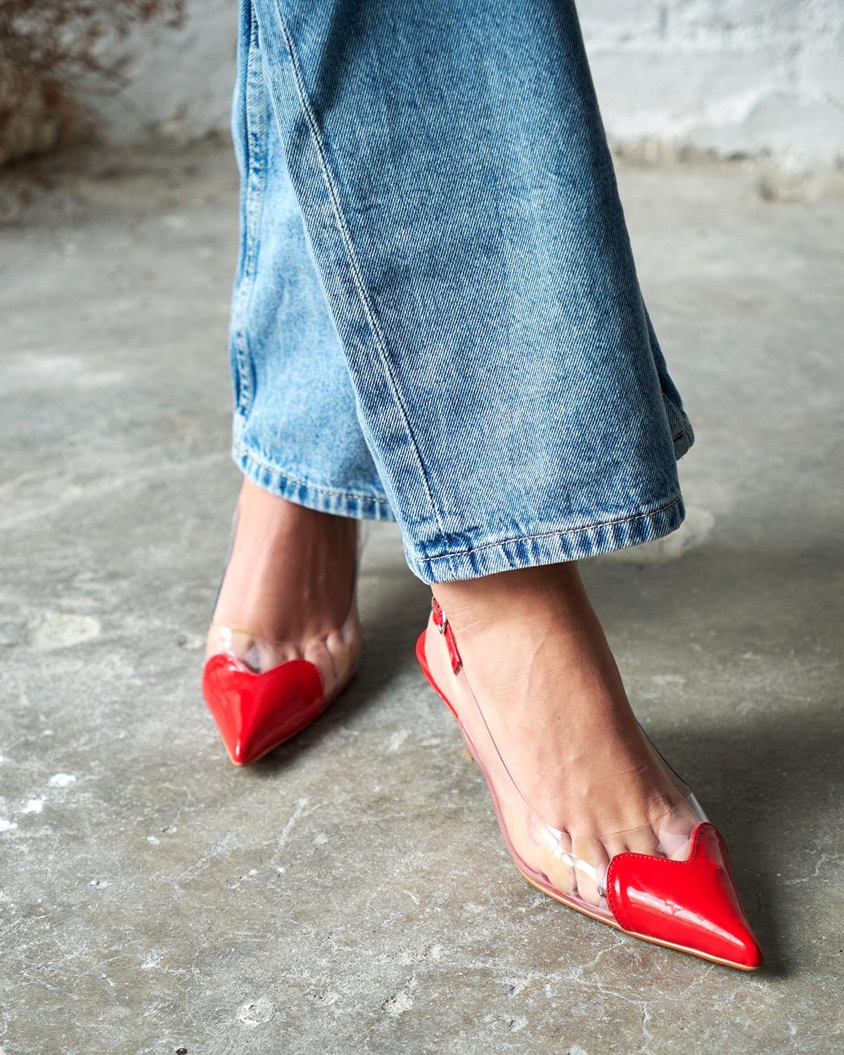 HOMER KIRMIZI ŞEFFAF TOPUKLU AYAKKABI