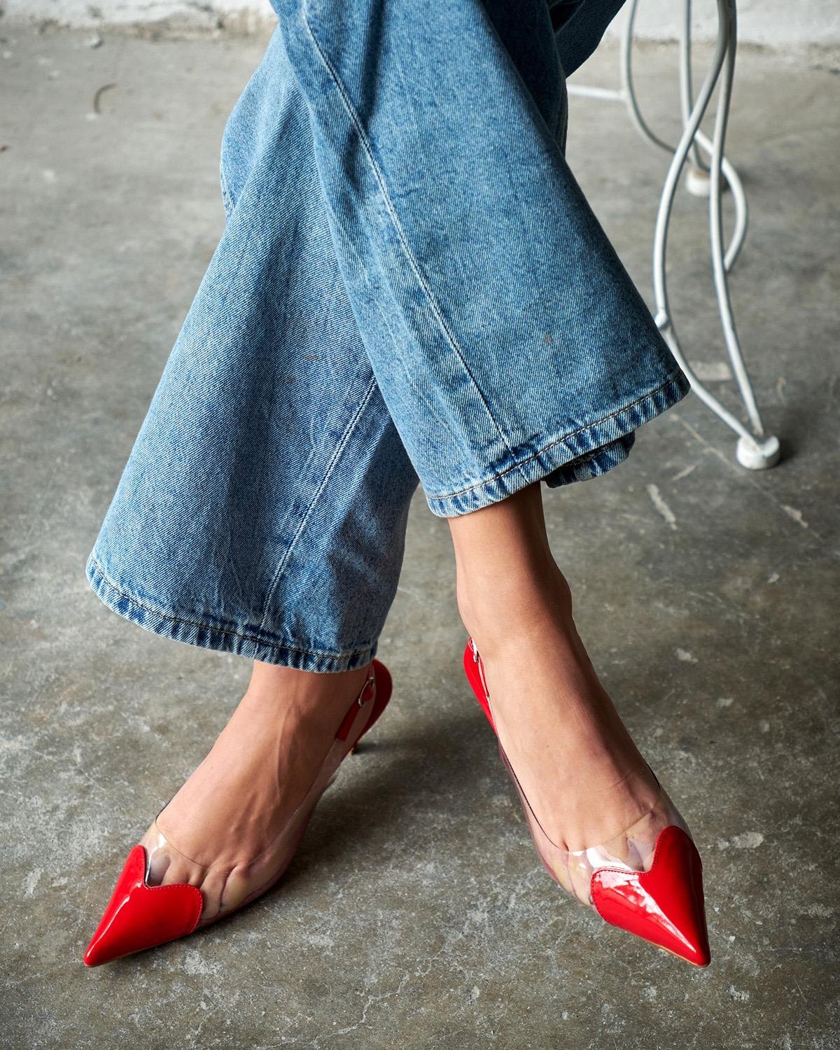 HOMER KIRMIZI ŞEFFAF TOPUKLU AYAKKABI