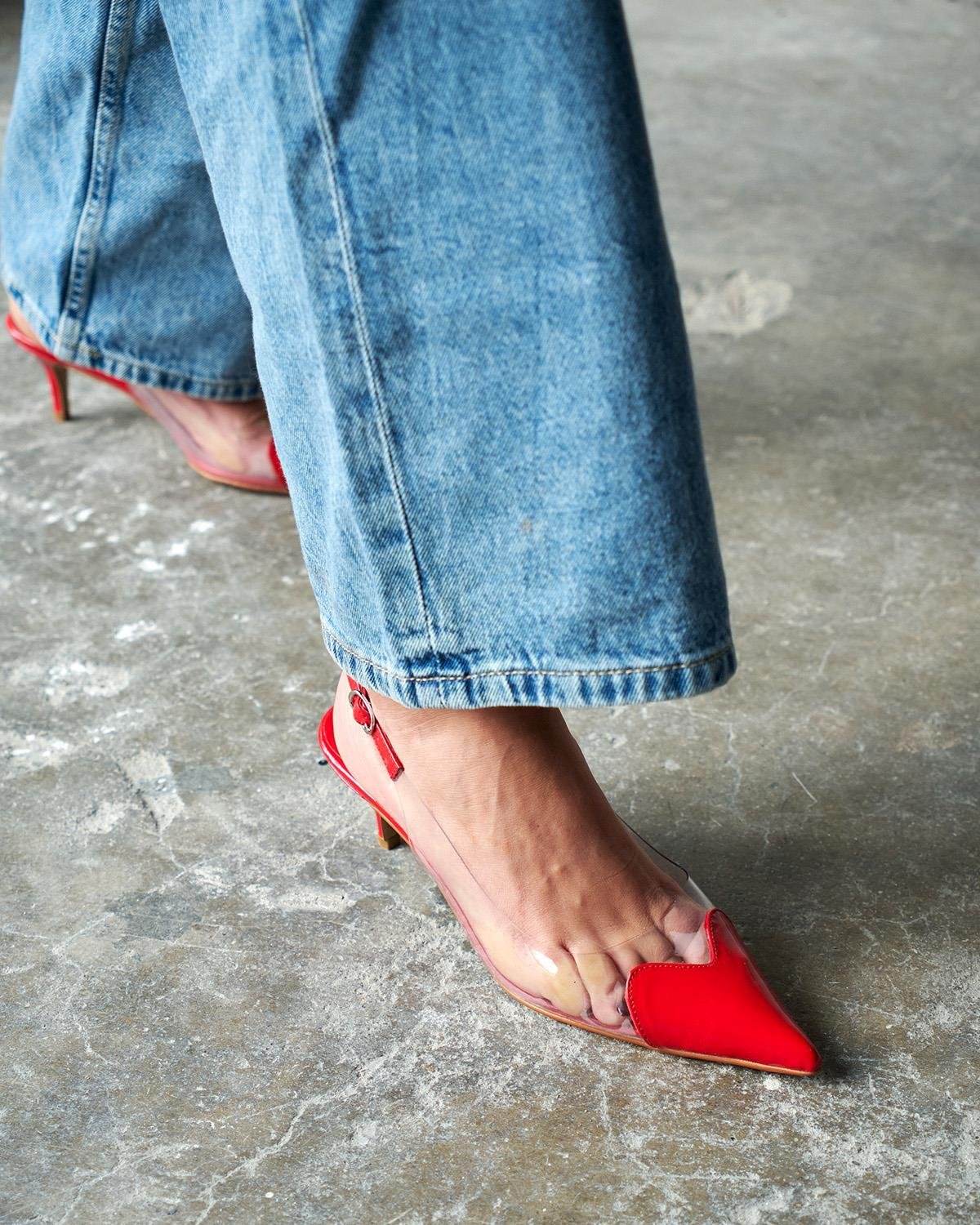 HOMER KIRMIZI ŞEFFAF TOPUKLU AYAKKABI