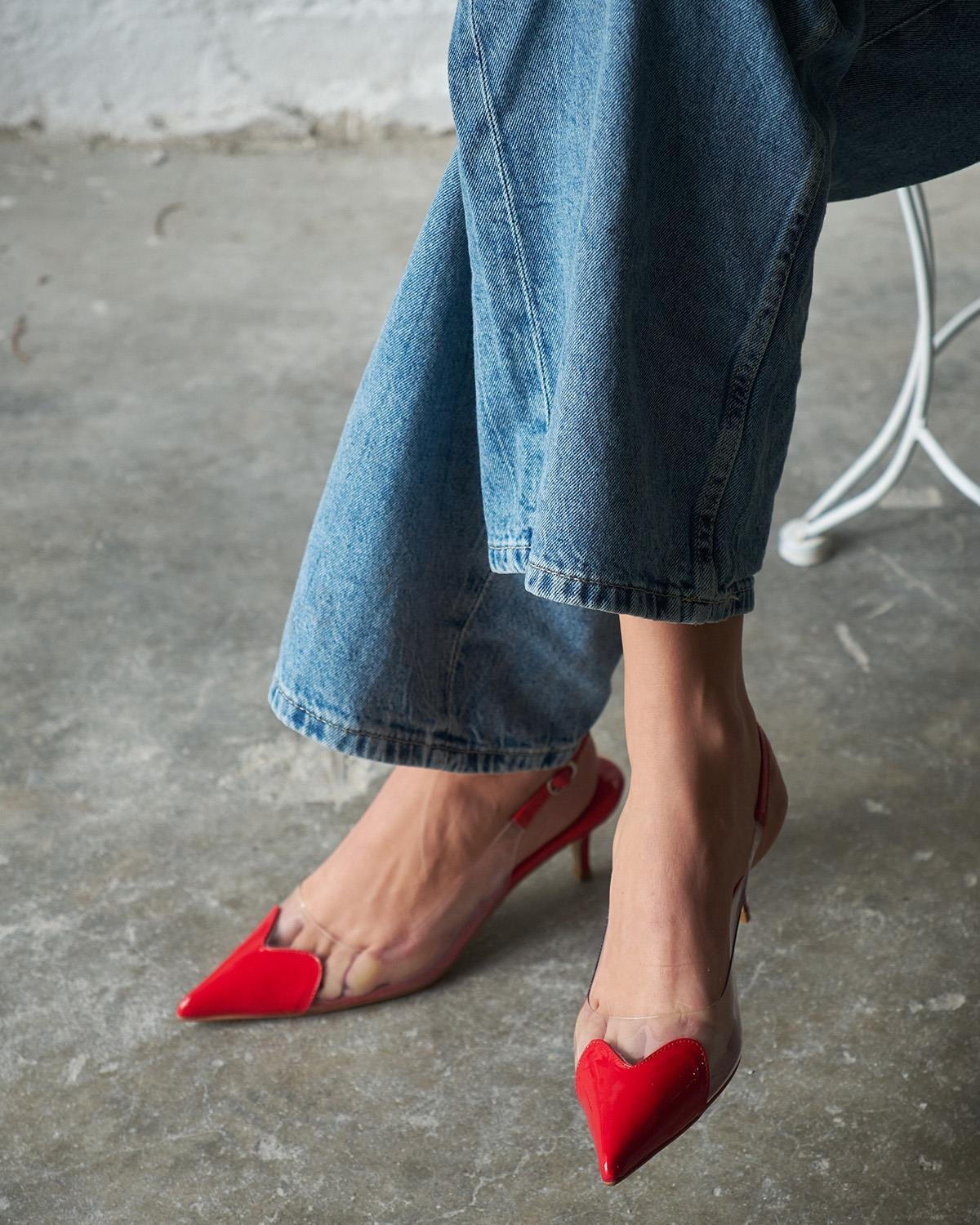 HOMER KIRMIZI ŞEFFAF TOPUKLU AYAKKABI