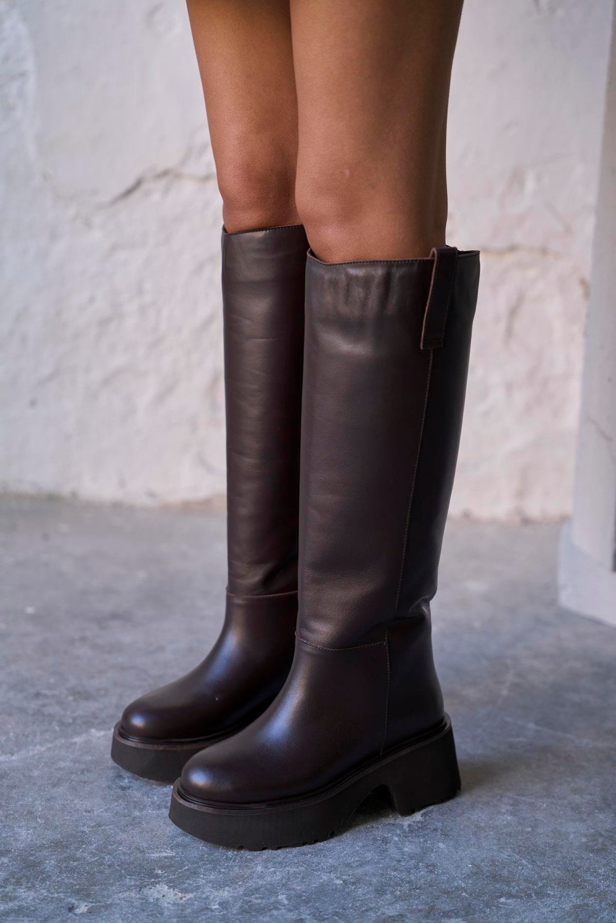 JENA KAHVE DERİ ÇİZME