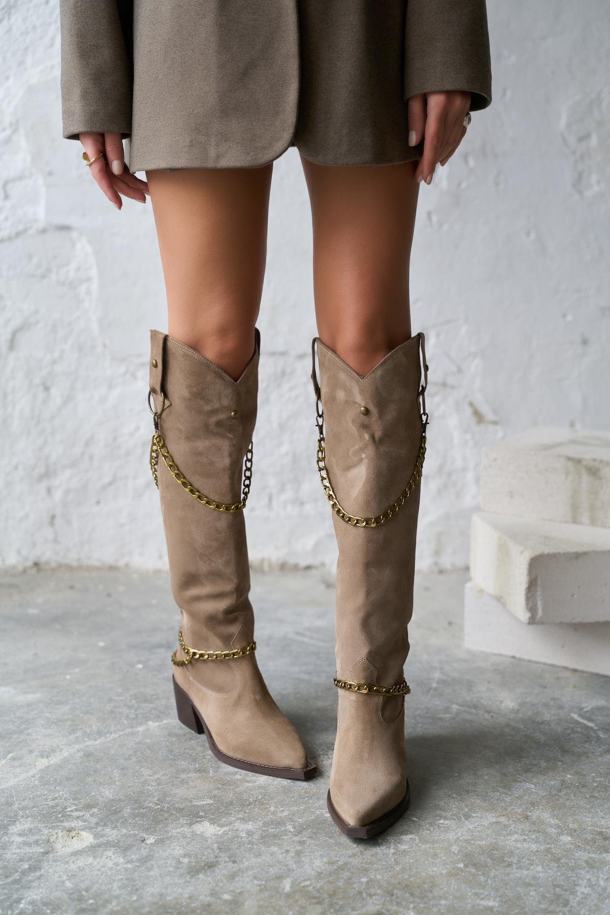 KAVELLE VİZON SÜET KOVBOY ÇİZME