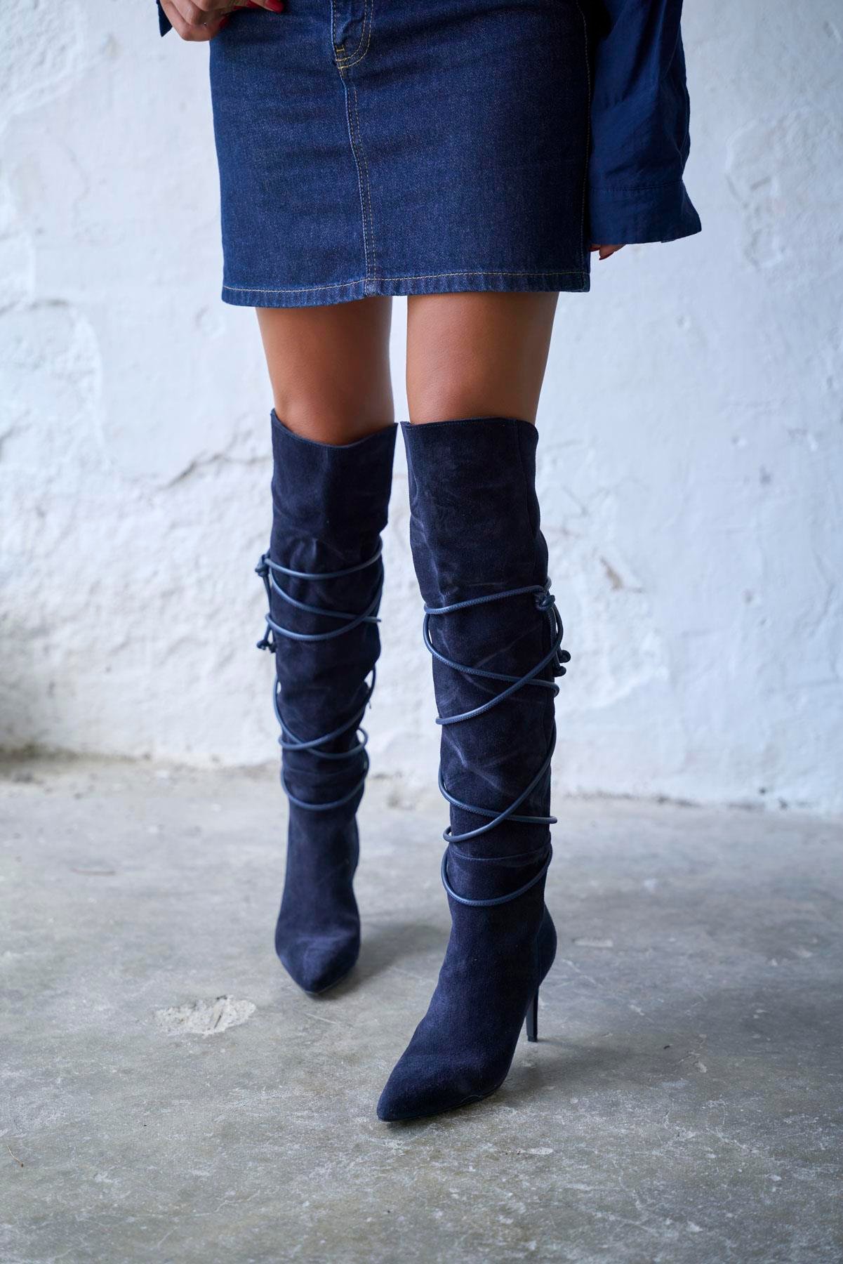 KEYLOR LACİVERT SÜET ÇİZME