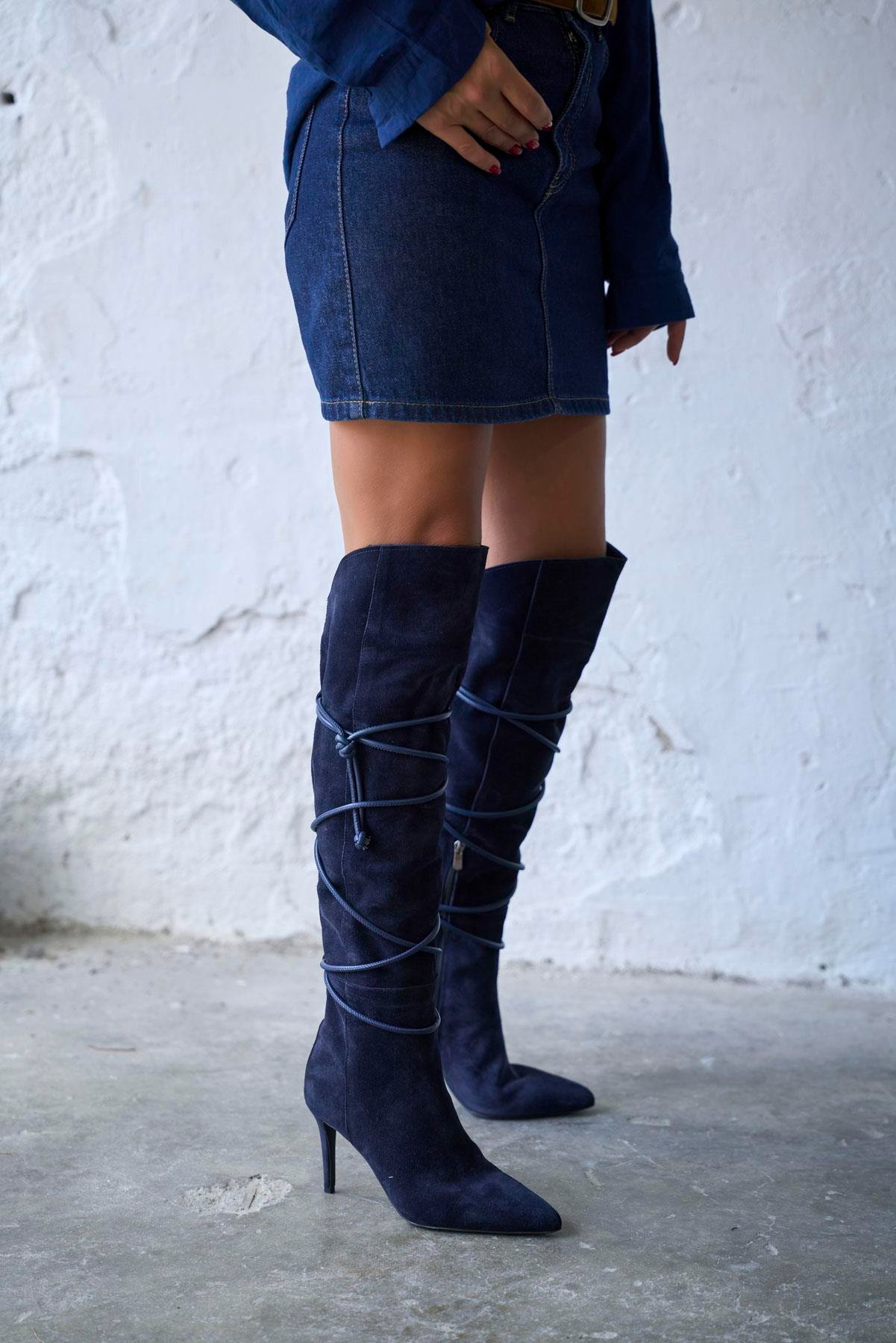 KEYLOR LACİVERT SÜET ÇİZME