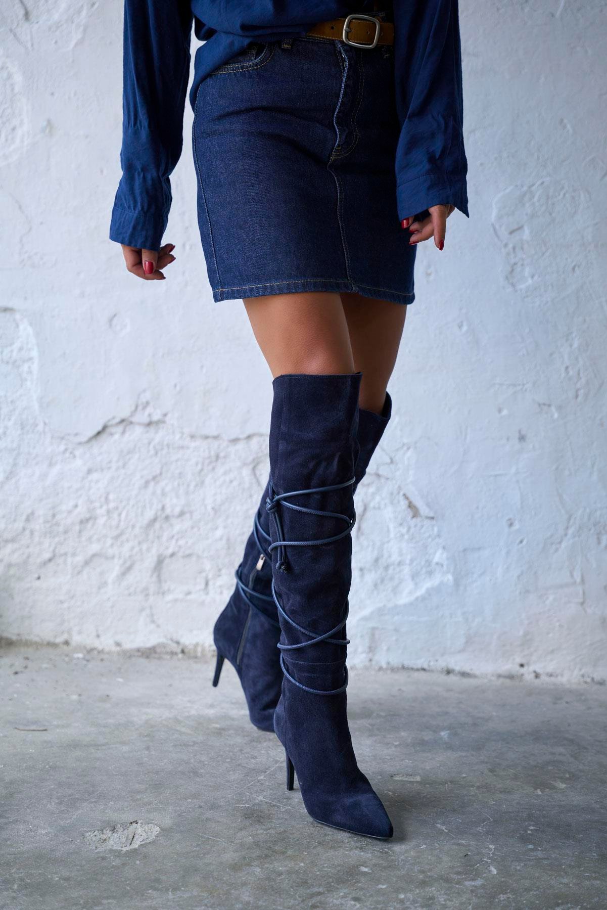 KEYLOR LACİVERT SÜET ÇİZME