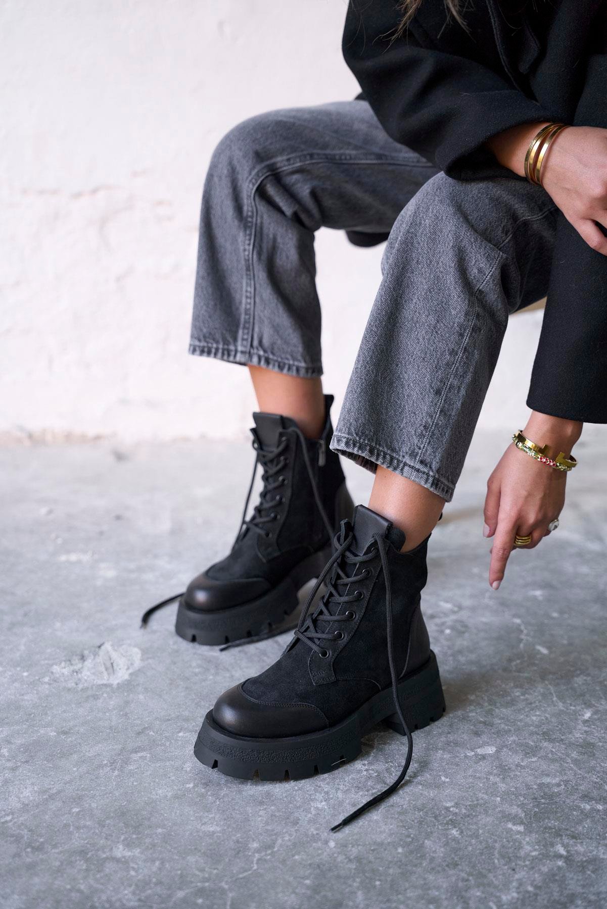 LİNEN SİYAH SÜET BOT