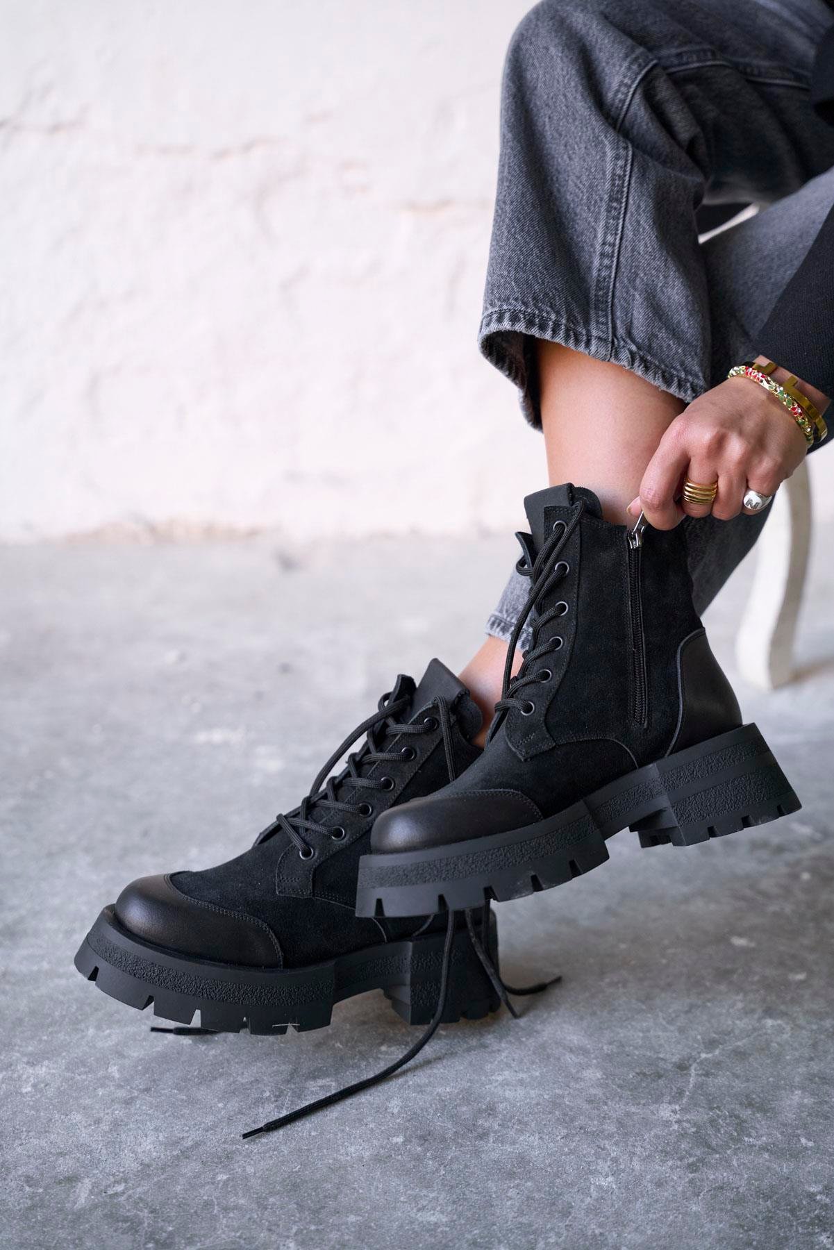 LİNEN SİYAH SÜET BOT