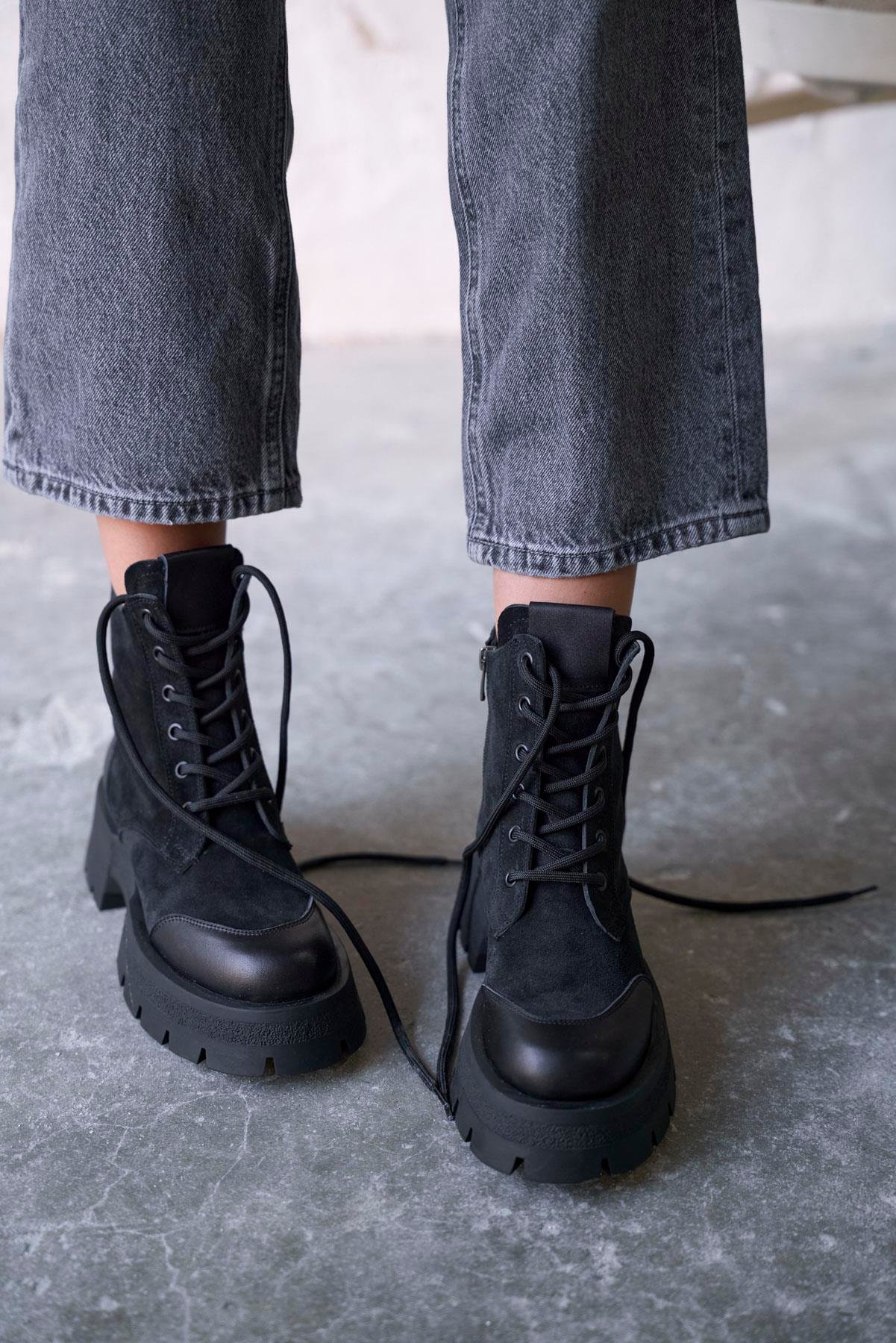 LİNEN SİYAH SÜET BOT