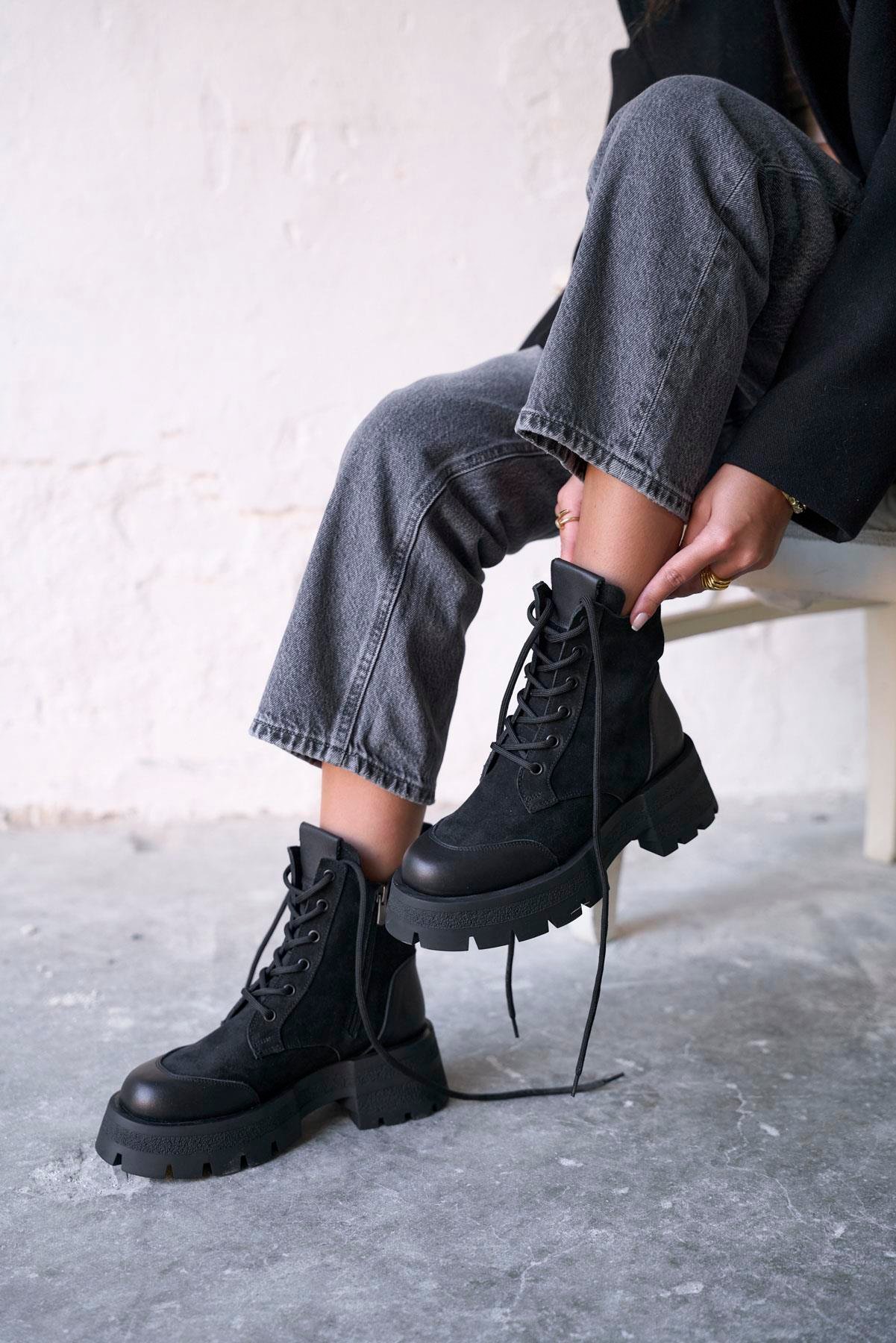 LİNEN SİYAH SÜET BOT