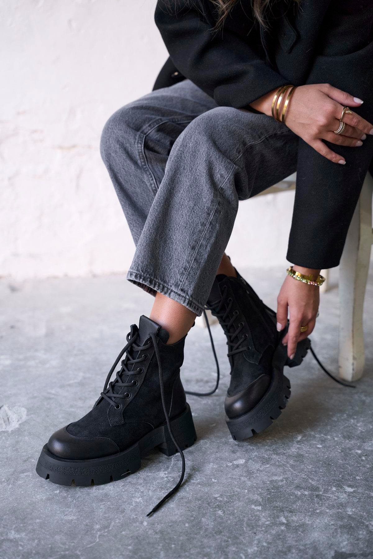 LİNEN SİYAH SÜET BOT