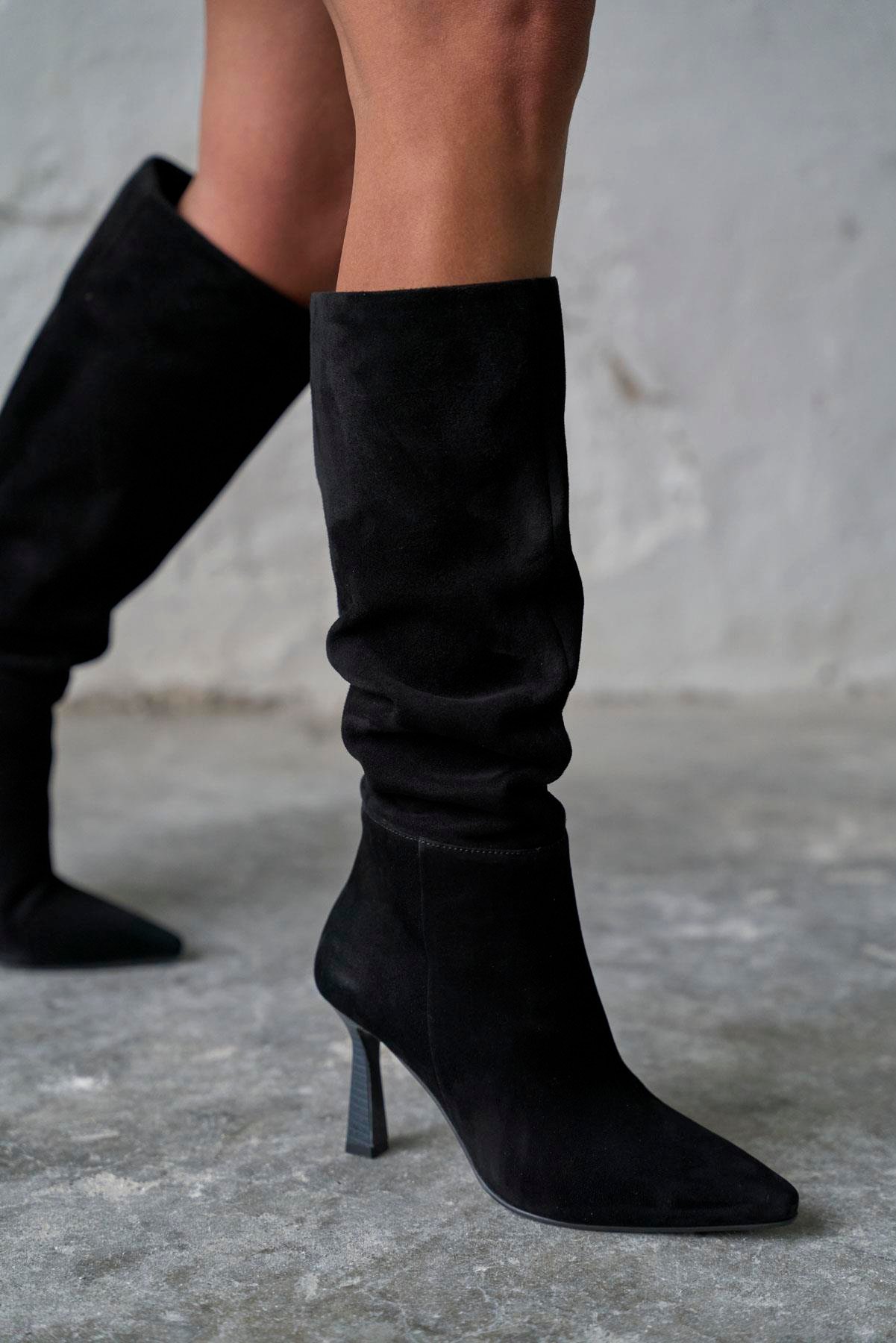 LUVET SİYAH SÜET ÇİZME