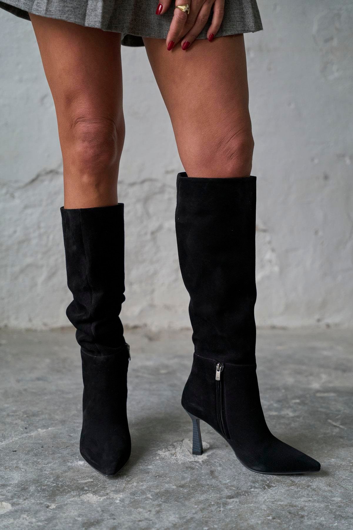 LUVET SİYAH SÜET ÇİZME