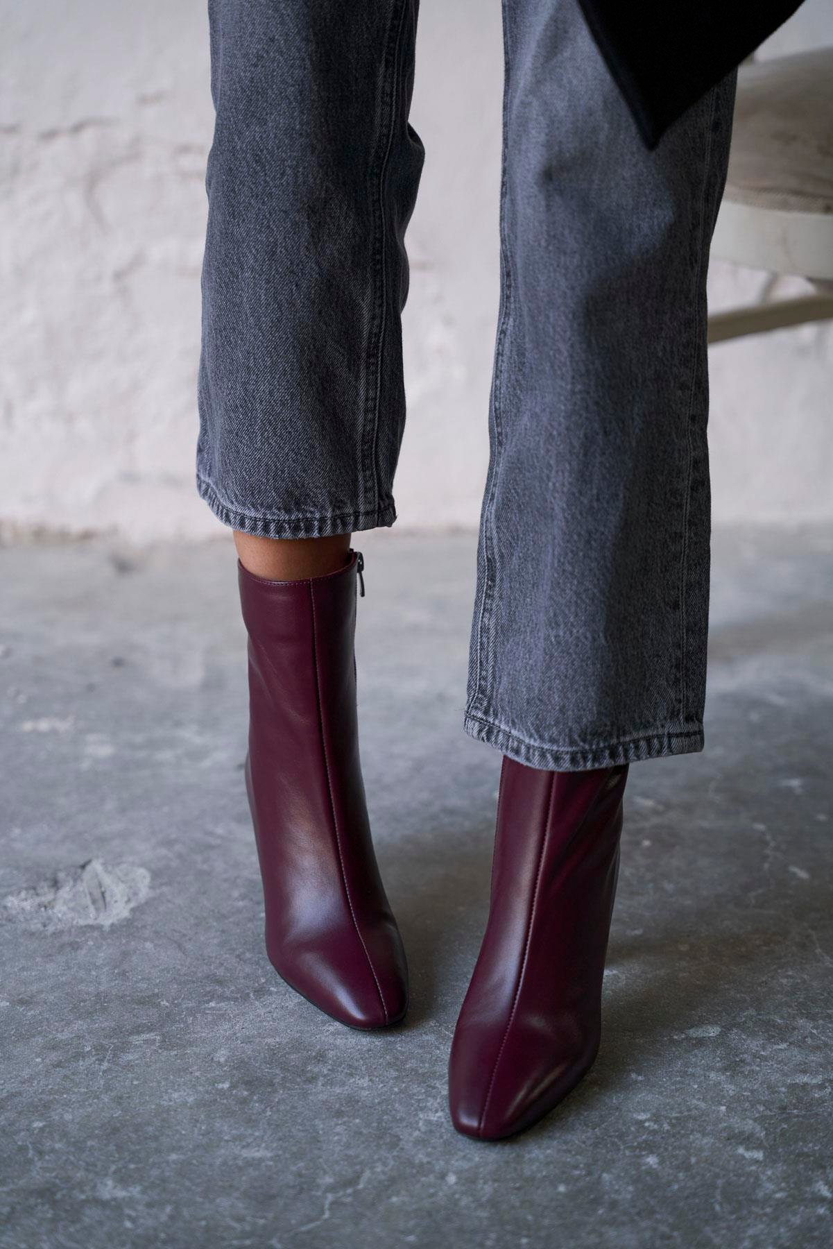 MARİSSE BORDO DERİ TOPUKLU BOT