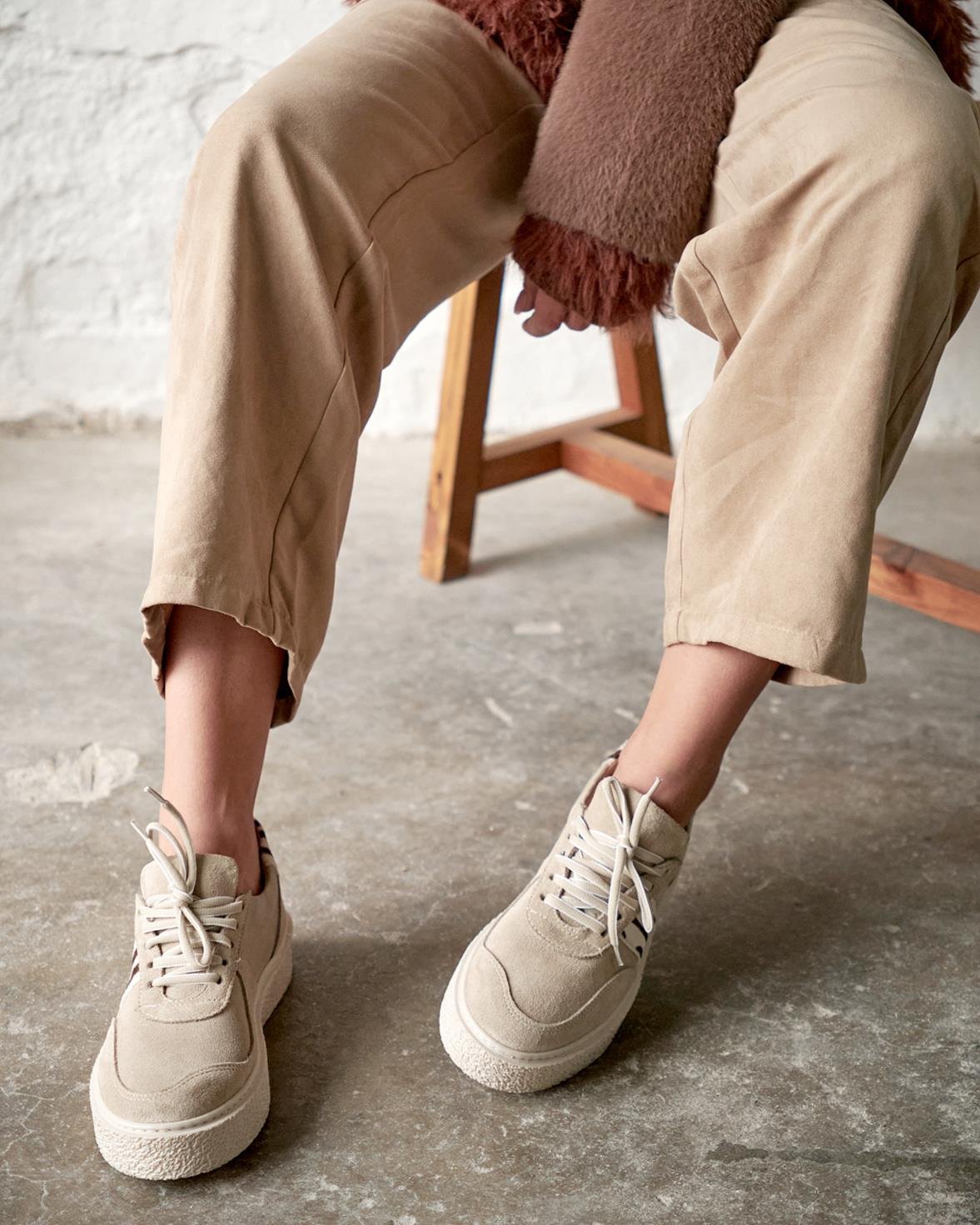 MİKEY BEJ SÜET SPOR AYAKKABI